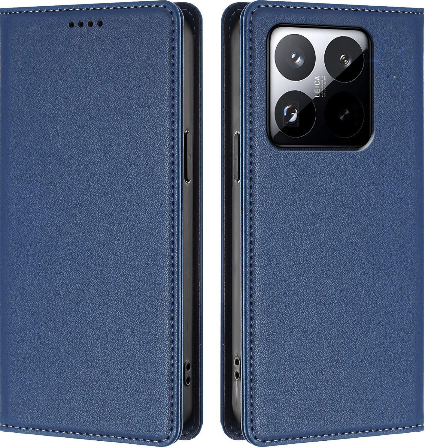 Custodia Per Xiaomi 15T, Flip Cover In Finto Cuoio Antiurto Magnetica Con Supporto Blu Scuro