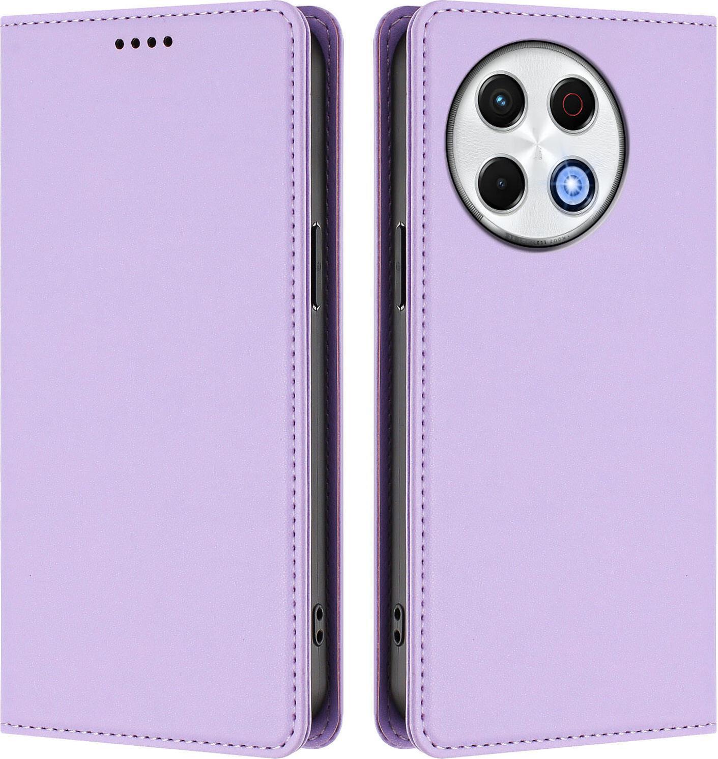 Custodia Per Tecno Spark 30 Pro 4G, Flip Cover In Finto Cuoio Antiurto Magnetica Con Supporto Viola