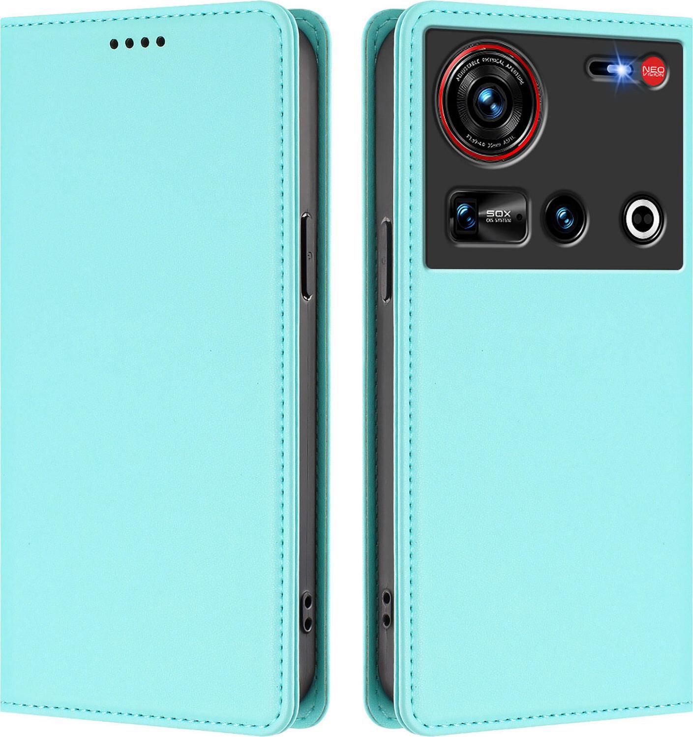 Custodia Per Telefono Cellulare Per Zte Nubia Z70 Ultra/Z70S Ultra, Flip Cover In Finto Cuoio Antiurto Magnetica Con Supporto Turchese