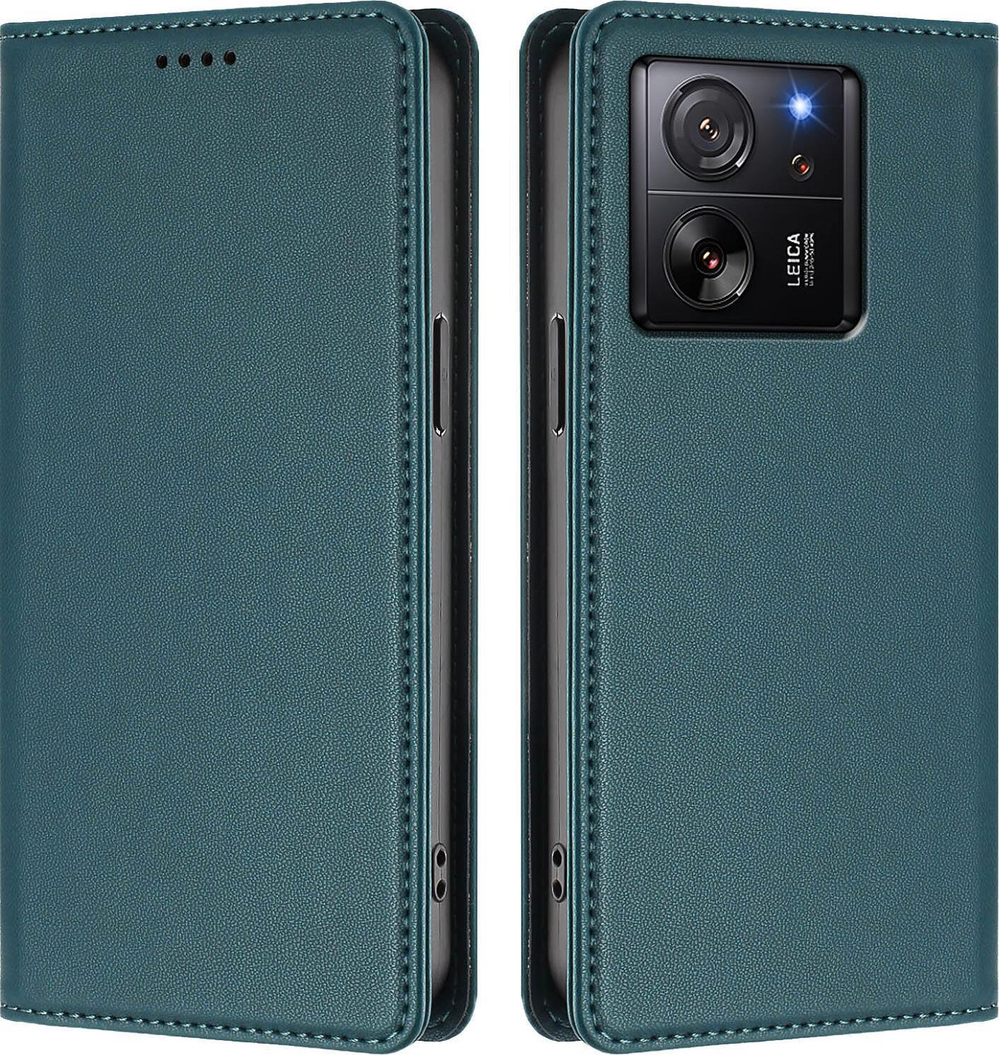 Custodia In Pelle Per Xiaomi 13T / Xiaomi 13T Pro, Custodia Magnetica In Finto Cuoio Con Supporto Verde