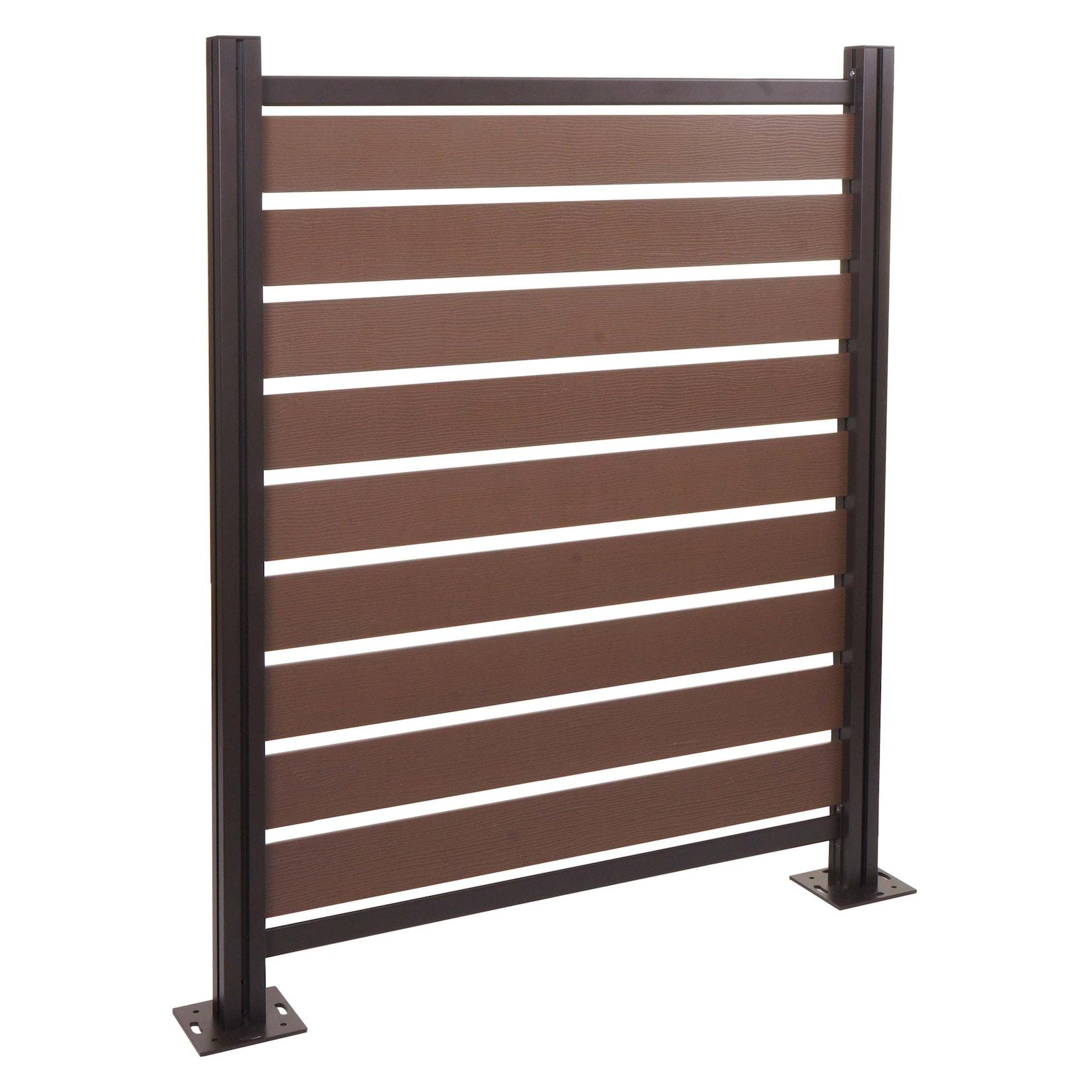Alu MüLltonnen-Zaun MCW-K57, Basiselement MüLltonnenverkleidung, Holzoptik Erweiterbar 130X110X6Cm ~ Braun