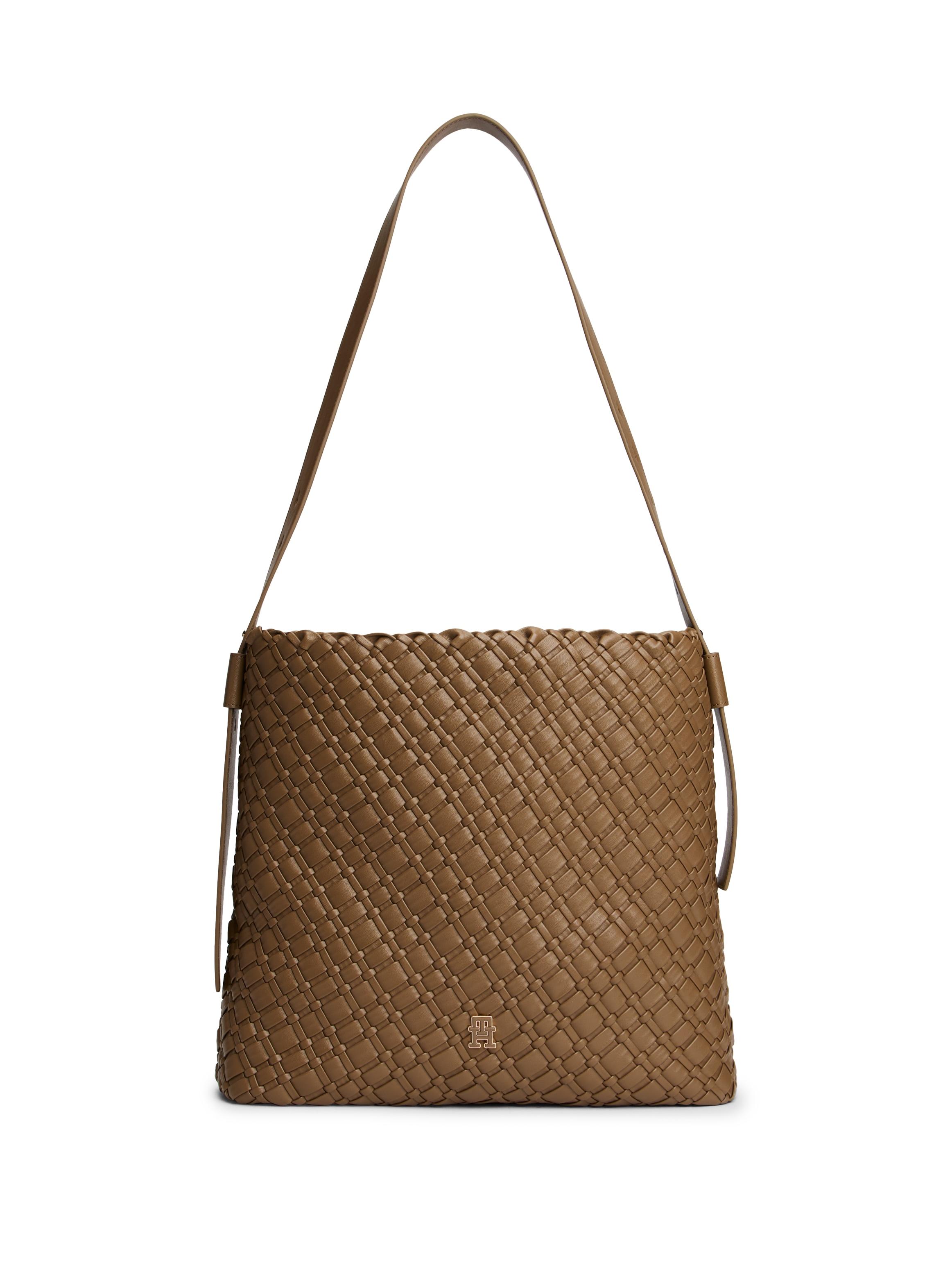 Tragetasche Tommy Hilfiger "Th Braided Maxi Hobo", Damen, Gr. B/H/T: 36Cm X 36Cm X 13Cm, Braun, Lederimitat, Taschen, Damen UmhäNgetasche, Schultertasche Mit Th-Logo