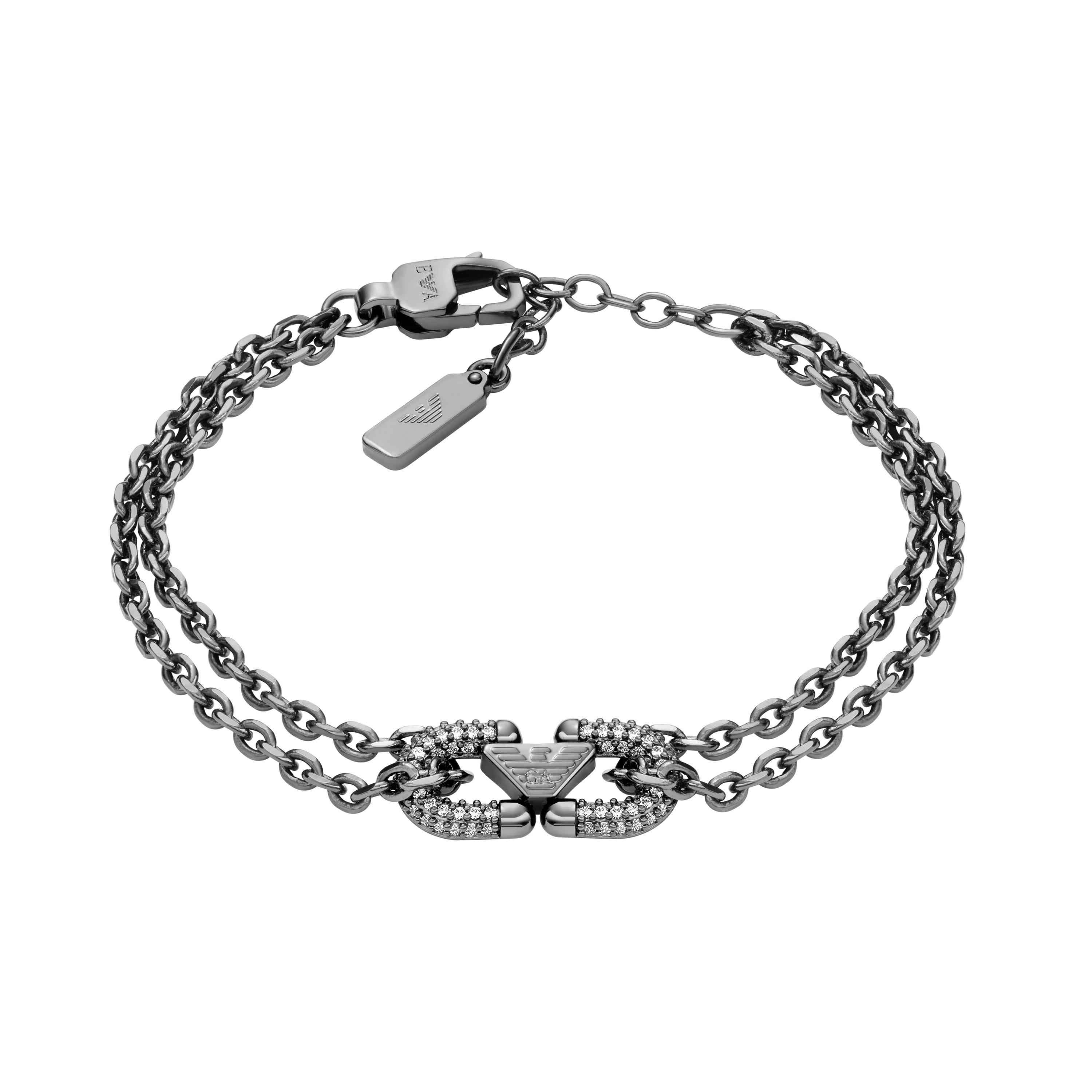Armband Emporio Armani "Schmuck Geschenk Edelstahl Armschmuck Couples", Anthrazit, Kristallweiß, Kristallweiß, ArmbäNder, Damen, 21Cm, Edelstahl, Armband, Mit Zirkonia (Synth.)