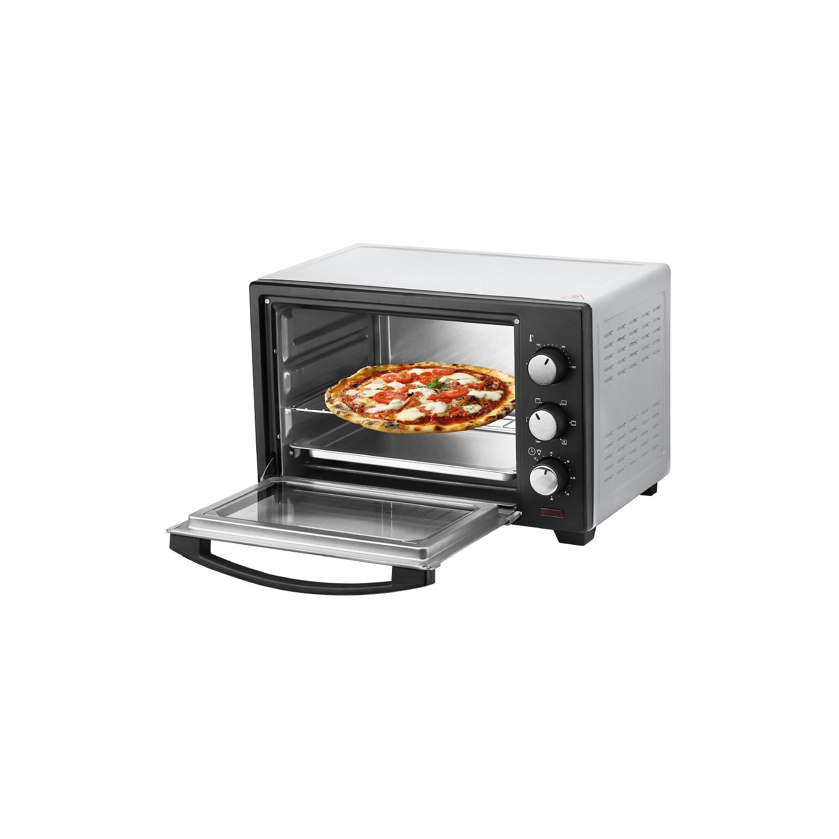 Steinborg Minibackofen Pizzaofen 25L mit Umluft 1600W silber
