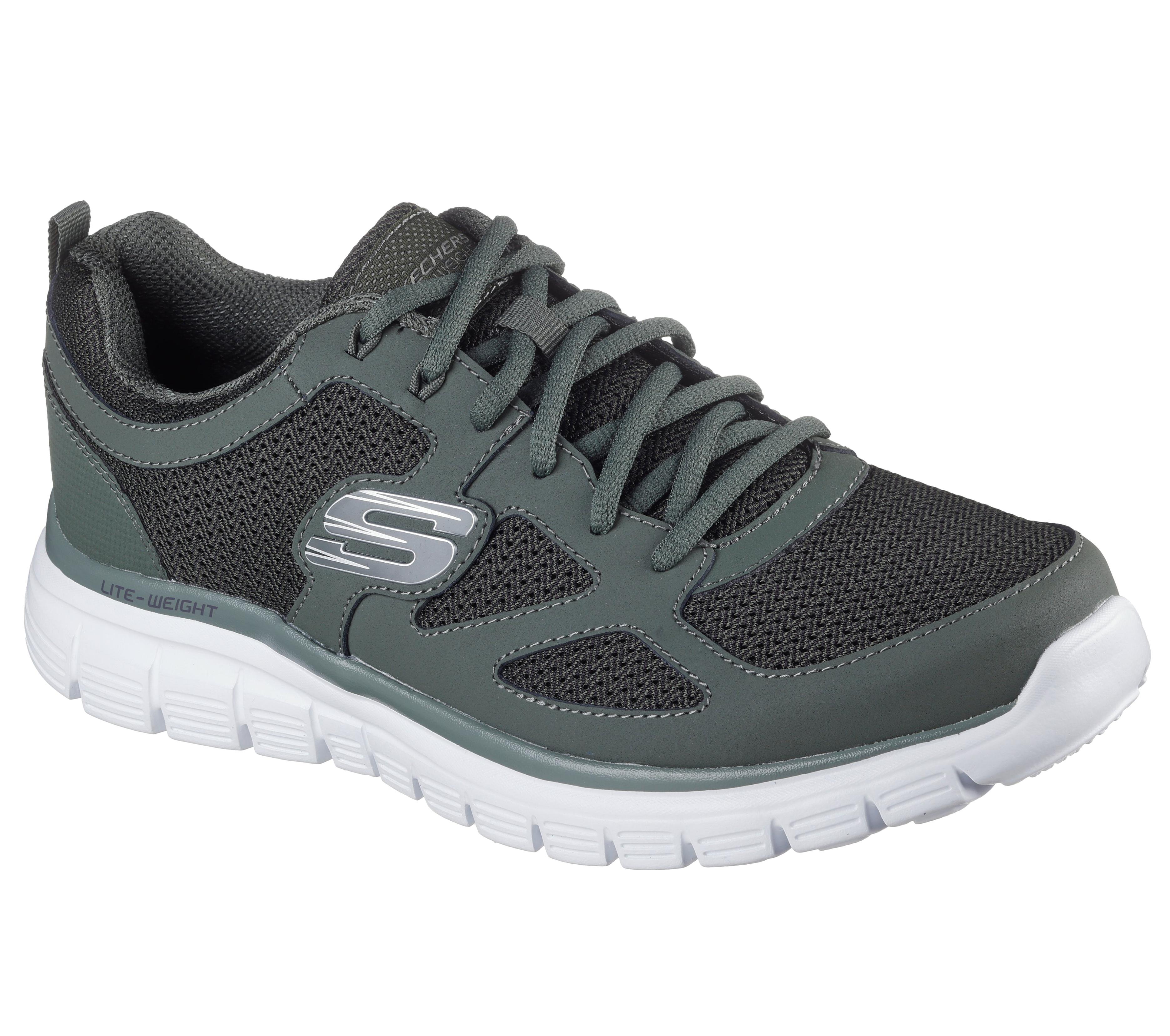 Sneaker Skechers "BURNS-AGOURA", Herren, Gr. 40, Oliv, Leder, Textil, Kontrastfarbene Details, Schuhe Sneaker, SchnüRschuh, Sportschuh Mit Memory Foam