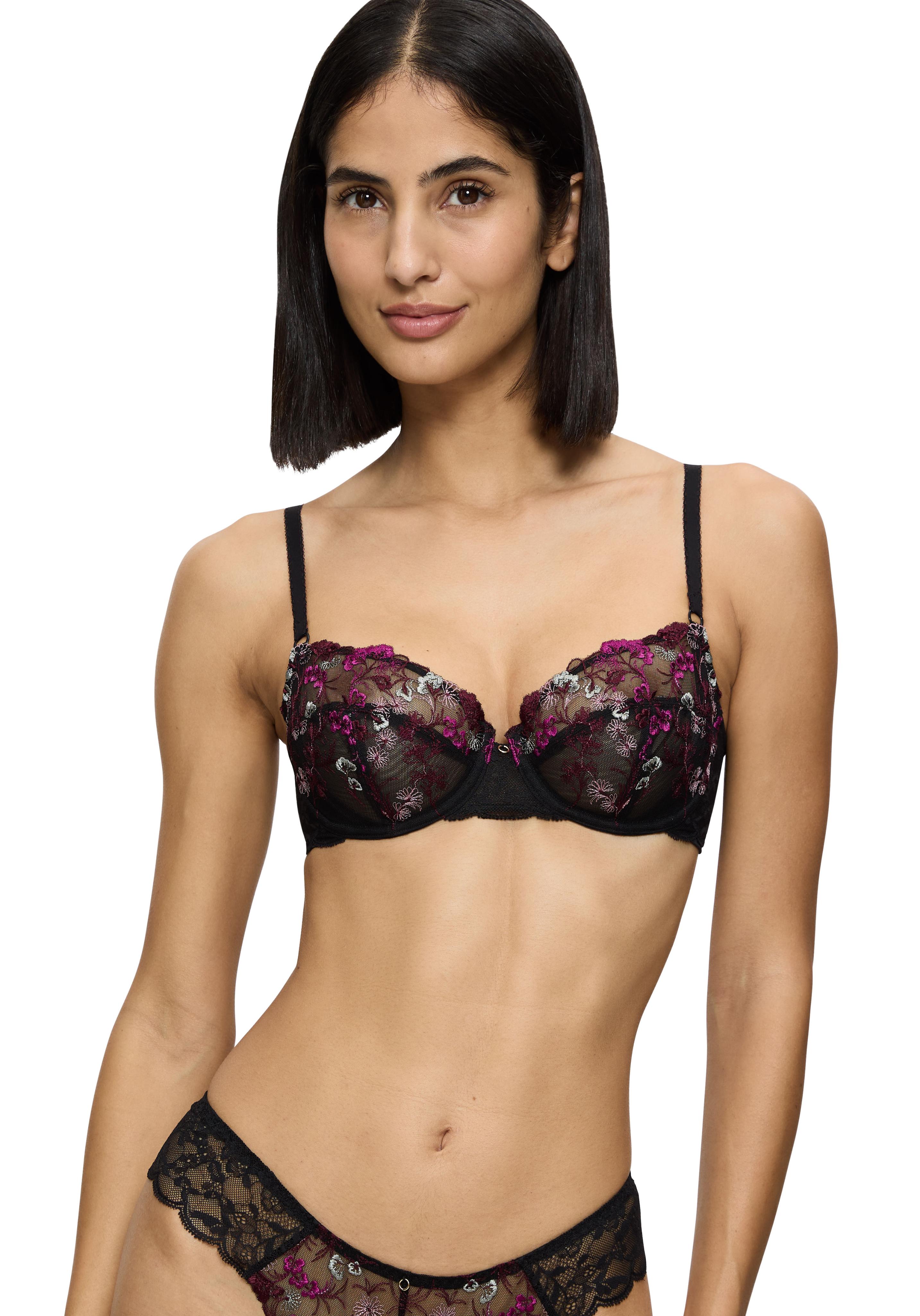 Balconette-Bh Triumph "Sensual Spotlight W", Damen, Gr. 85, Cup C, Schwarz, Spitze, Obermaterial: 58% Polyamid, 33% Polyester, 9% Elasthan, Bhs Balconette-Bh, Mit Stickerei Und Verstellbaren TräGern