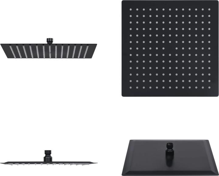 Vidaxl Soffione Doccia A Pioggia In Acciaio Inox 25X25 Cm Quadrato Nero - Soffione Doccia - Soffione Doccia A Pioggia - Soffioni Doccia A Pioggia