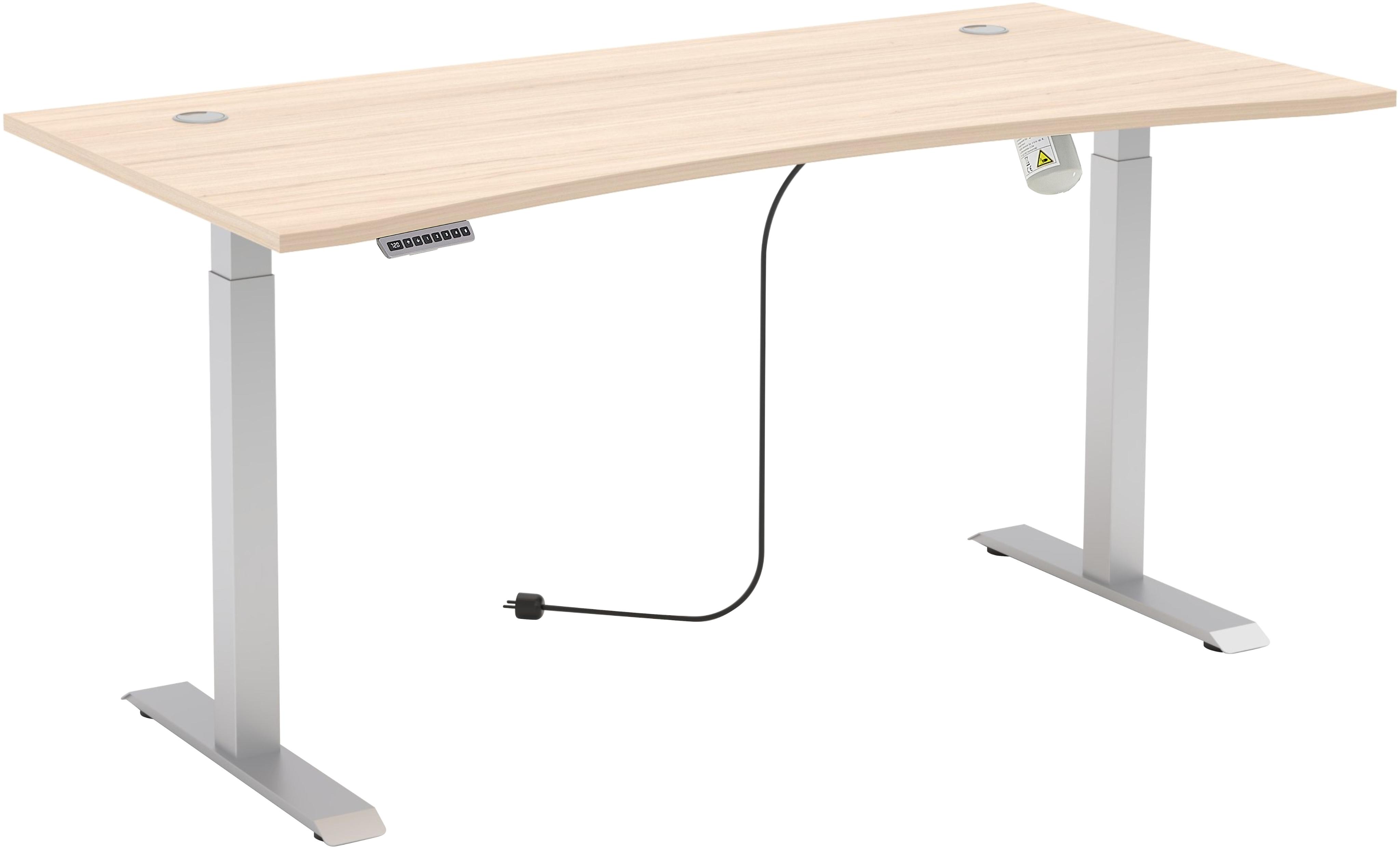 Schreibtisch Innostyle "Schreibtisch Santorin, 160/72/77 Cm ( B/H/T)", Beige (Riva Eiche, Silber Matt, Riva Eiche), B:160Cm H:72Cm T:77Cm, Tische, Schreibtisch, Mit Motor Zur HöHenverstellung (72-120 Cm) Mit Memory-Funktion
