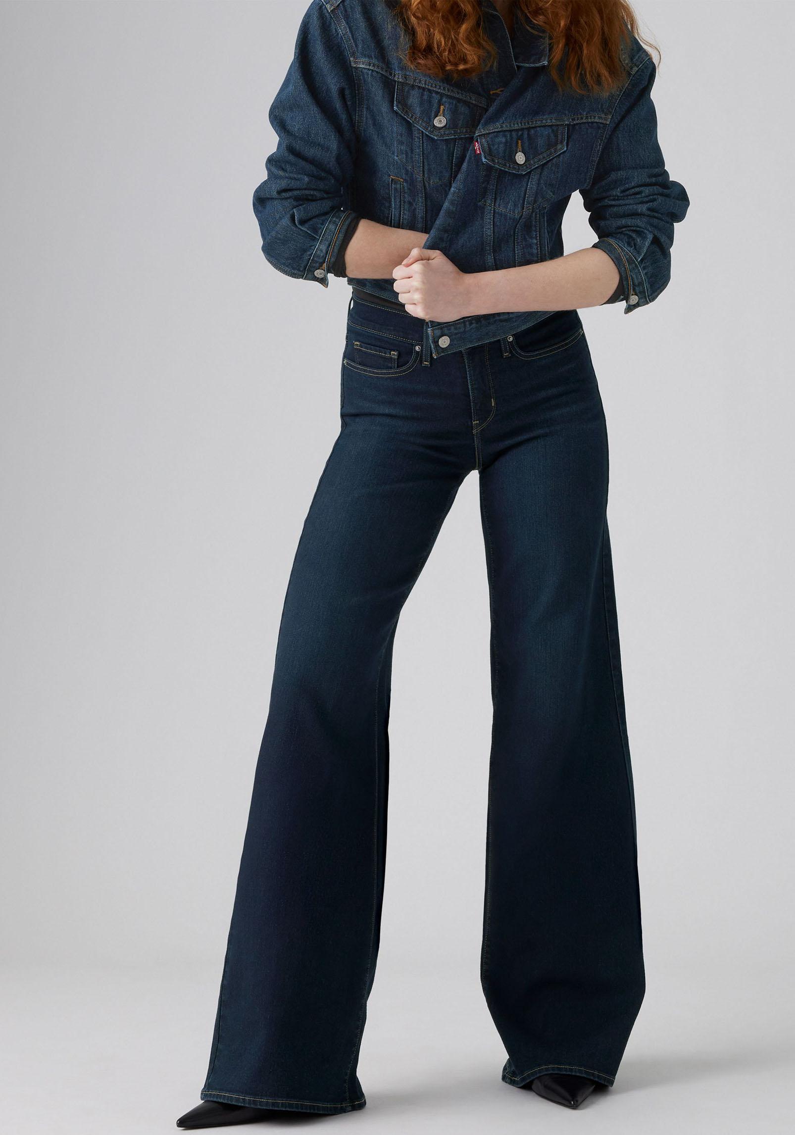 Weite Jeans Levi's "Jeans 318 Shaping", Damen, Gr. 32, LäNge 32, Chances Are, Denim/Jeans, Obermaterial: 80% Baumwolle, 19% Polyester, 1% Elasthan, Weit KnöChellang, Jeans, Im Five-Pocket Style