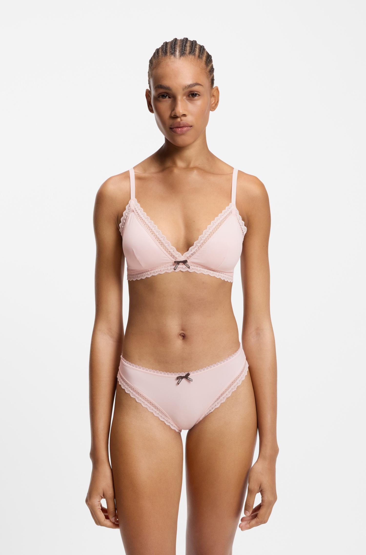 Triangel-Bh Hugo Underwear "Unique", Damen, Gr. L, N-Gr, Light, Pastel Pink, Web, Obermaterial: 79% Polyamid, 21% Elasthan, Bhs Triangel-Bh, Mit Spitze