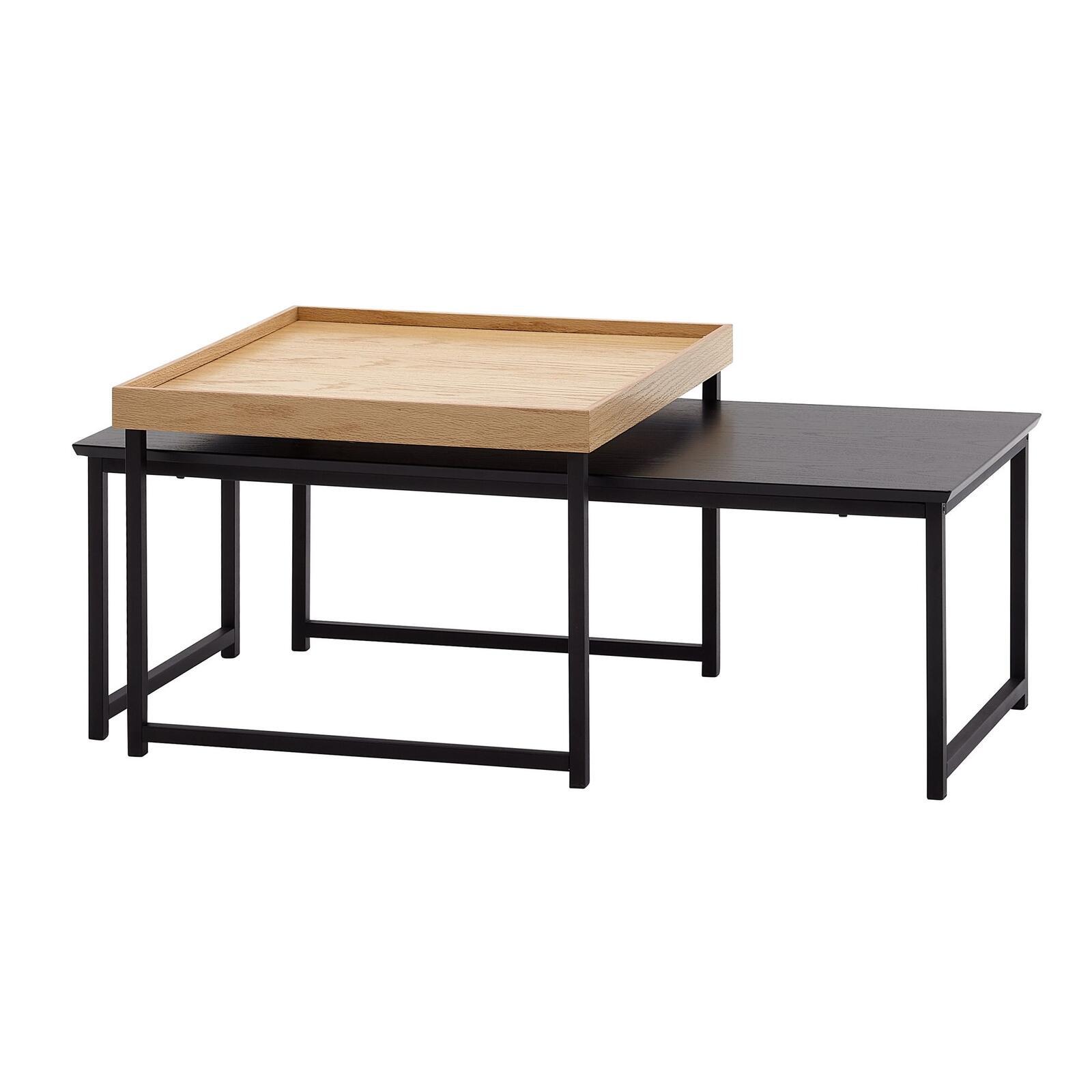 Wohnling WL6.501 Couchtisch (2Er Set) Schwarz 110 Cm X 60 Cm X 45 Cm