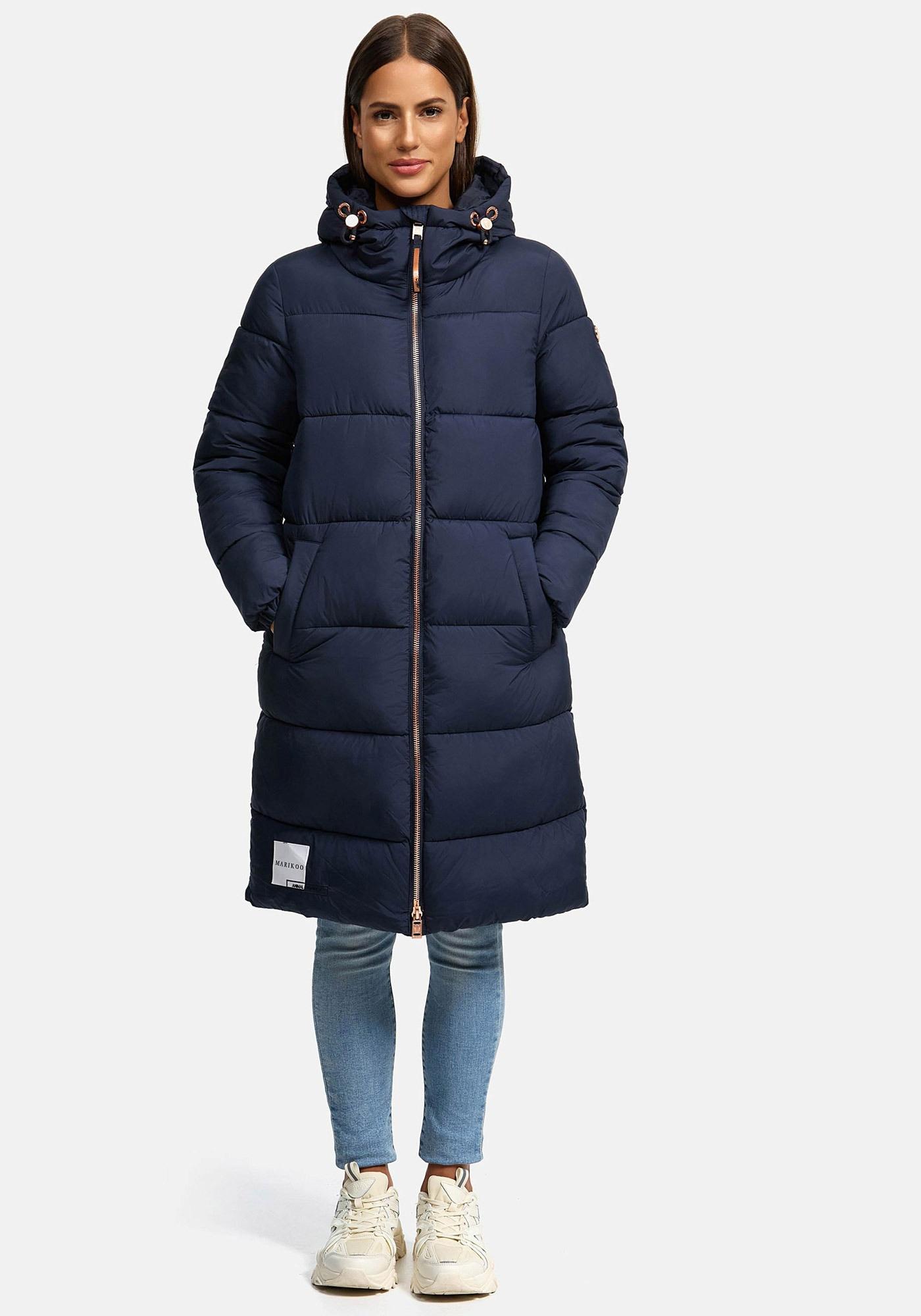 Winterjacke Marikoo "Nomadiaa", Damen, Gr. L, Blau (Navy), Obermaterial: 100% Polyester. Innenseite: 100% Polyester. Futter: 100% Polyester. Wattierung: 100% Polyester, Jacken Winterjacke, Lange Damen Winterjacke