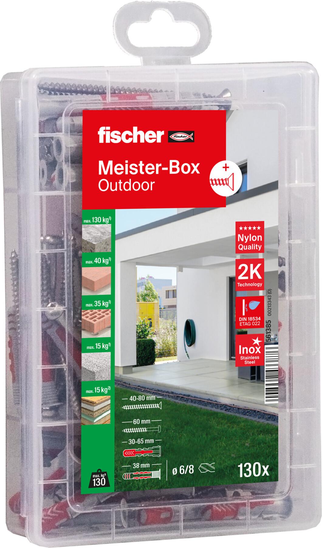 Fischer 561385 Fischer Meister-Box Outdoor 561385 DüBel- Und Schrauben-Sortiment, 130 St.