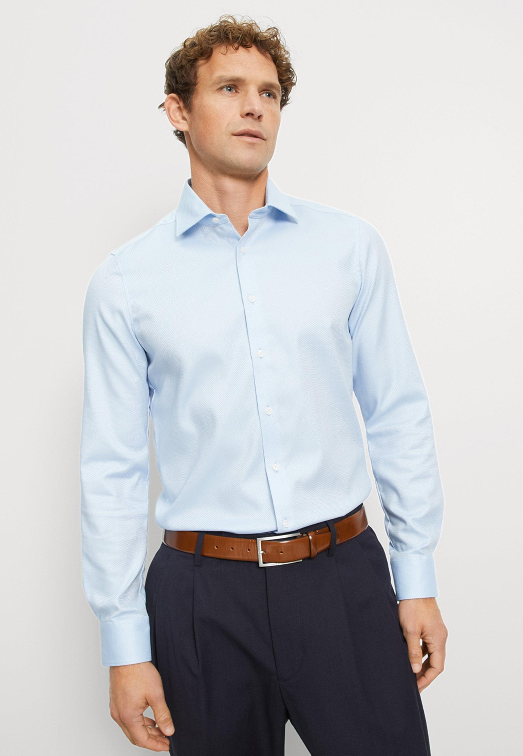 Businesshemd Olymp "Olymp Level Five, Body Fit, New York Kent", Herren, Gr. 42, Normaler Arm, Bleu, 97% Baumwolle, 3% Elastolefin, Hemden