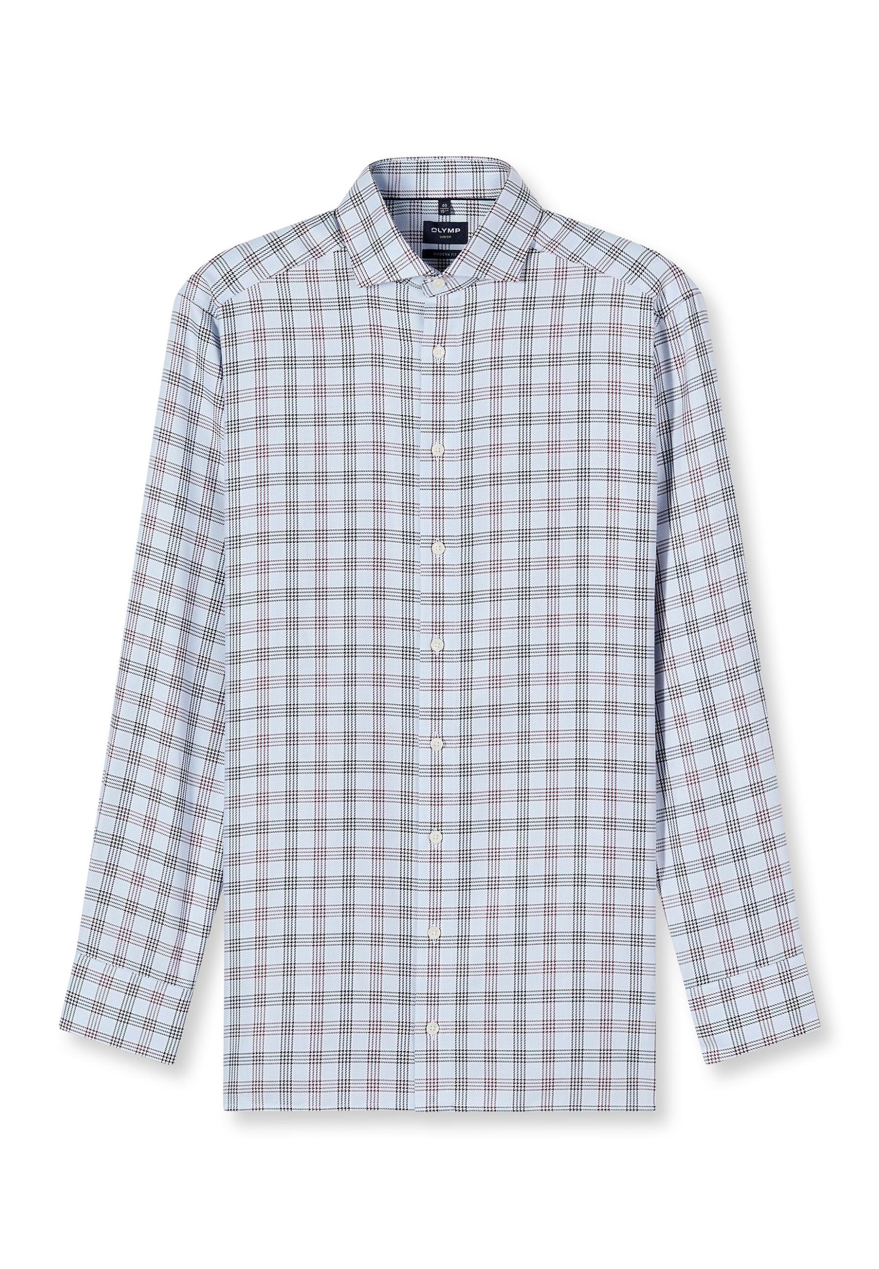 Businesshemd Olymp "Olymp Luxor, Modern Fit, Royal Kent", Herren, Gr. 45, Normaler Arm, Weiß (Bleu), 100% Baumwolle, Hemden
