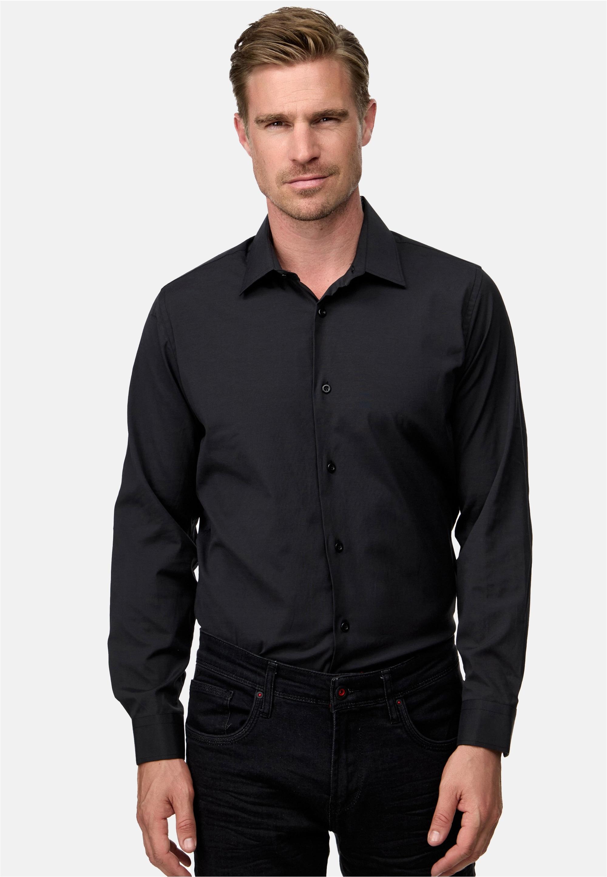 Langarmhemd Rusty Neal, Herren, Gr. S, Euro-GrößEn, Schwarz, 60% Baumwolle, 37% Polyester, 3% Elasthan, Unifarben, Hemden, Mit Trendigem Farbkontrast