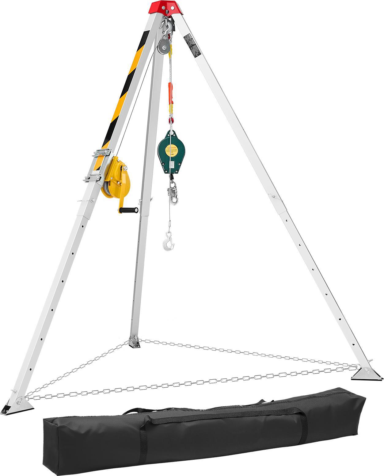 Set Di Treppiedi Vevor Per Spazi Confinati, Treppiedi Di Salvataggio Con Dispositivo Di Sollevamento, Argano Con Cavo Da 544 Kg, Treppiedi Di Salvataggio, Cavo Da 30 M, Sistema Di Salvataggio Con Protezione Anticaduta, Altezza Di Lavoro 1,34-2,15 M