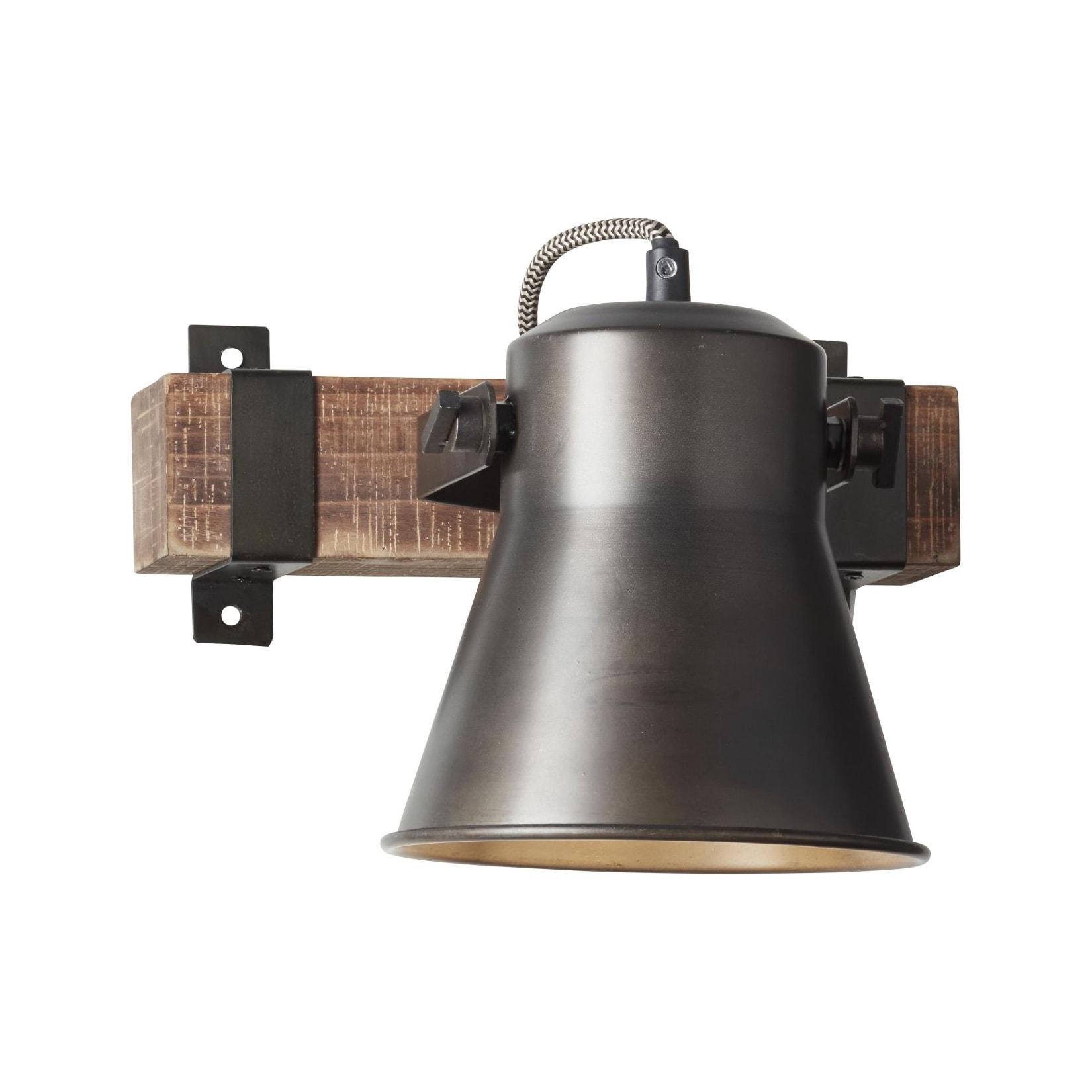 BRILLIANT Lampe, Decca Wandspot schwarz stahl, 1x A60, E27, 10W, Holz aus nachhaltiger Waldwirtschaft (FSC)
