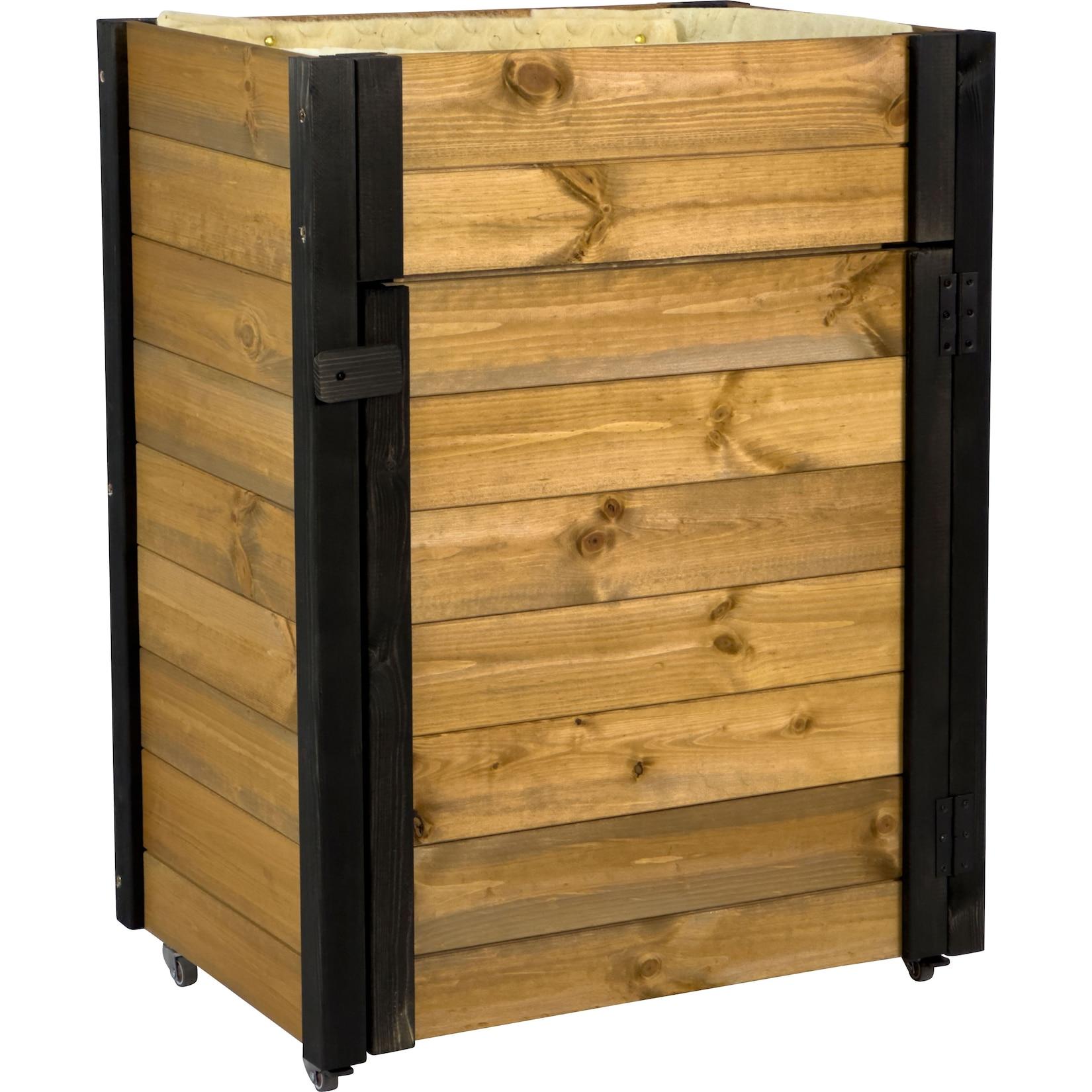 dobar Rollbarer Gartenschrank mit Pflanzkasten inkl. Schafswolle, Gr. L - Braun/Schwarz