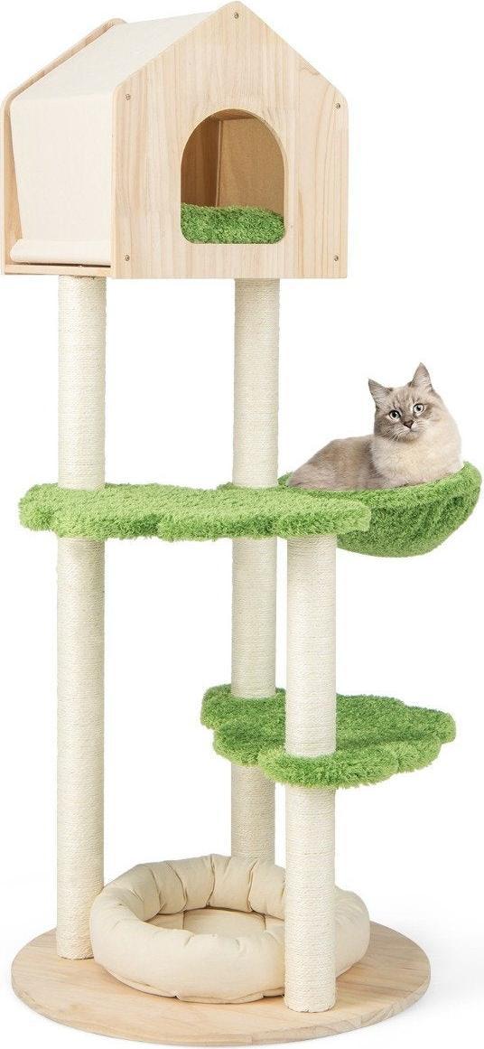 Tiragraffi Per Gatti Da 139 Cm Con Tiragraffi In Sisal, Piattaforme Per Saltare, Cuccetta E Amaca
