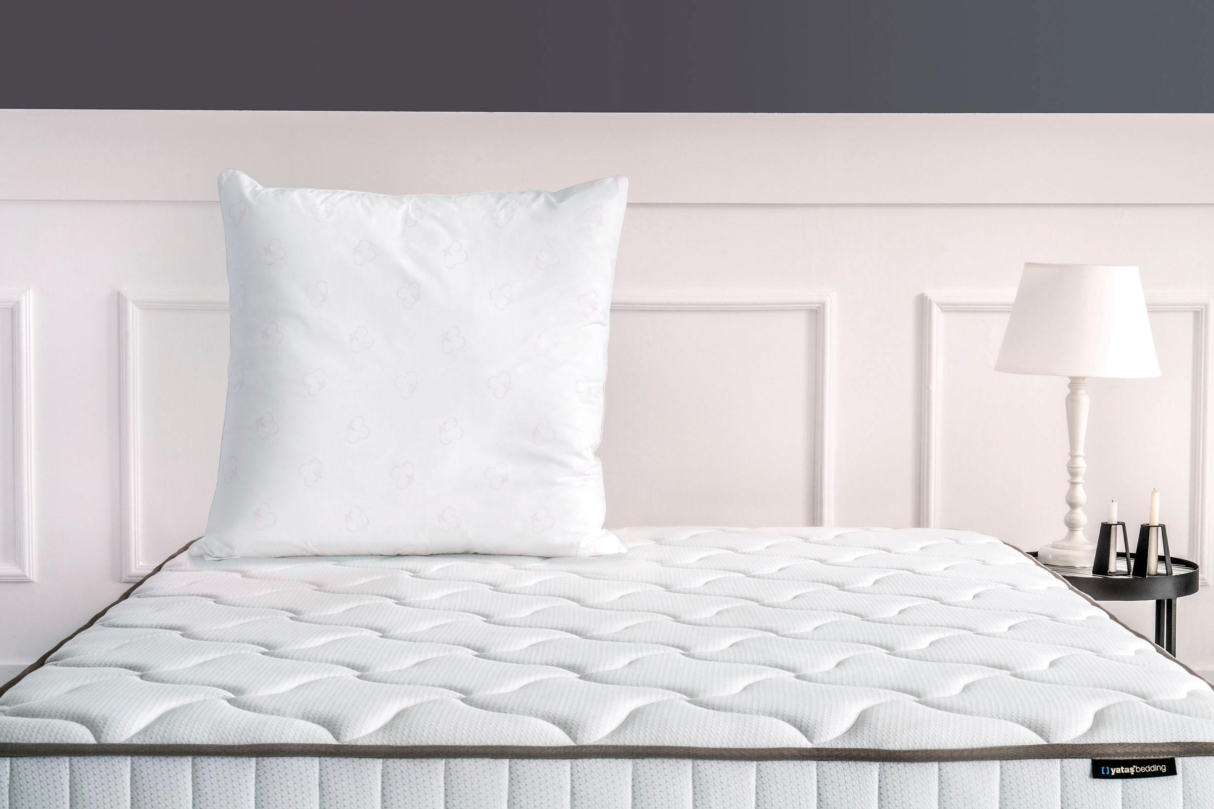 Baumwollkissen Yatas Bedding "Cotton, Kissen 40X80 Cm", Weiß, B:80Cm L:80Cm, Bezug: 100% Baumwolle. FüLlung: 100% Baumwolle, Kopfkissen, Allergiker Geeignet (Hausstauballergiker)