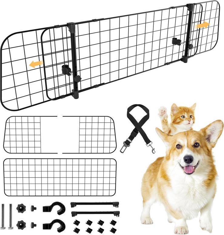 Jopassy Cane Guardia Auto Cane Prendere 3 Filo Spinato Larghezza Regolabile Per I Cani Nero