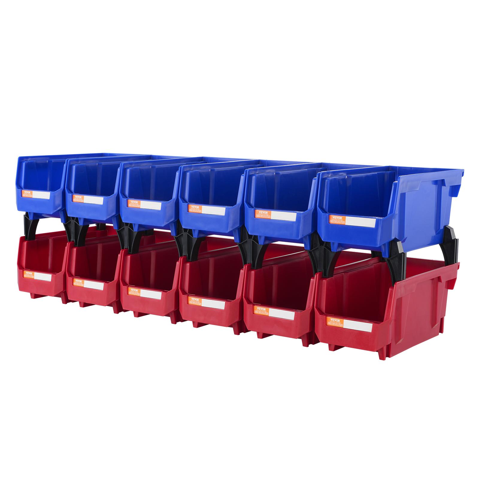 Vevor Set Di 12 Scatole A Giorno Scatole Impilabili Scatole Impilabili Scatole Portaoggetti Blu/Rosso