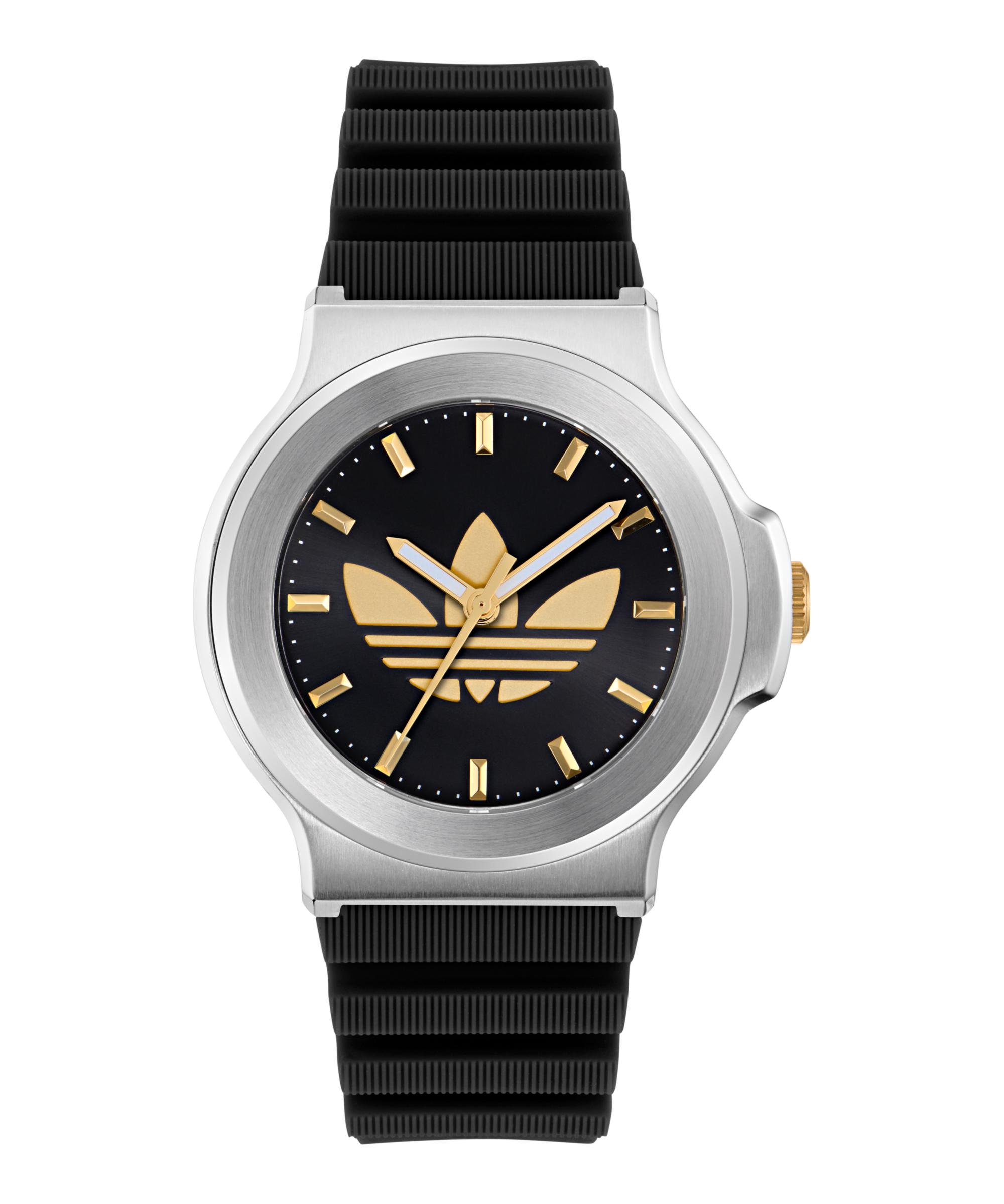 Quarzuhr Adidas Originals "Expression Three", Schwarz, Schwarz, Armbanduhren, Damen, Quarzuhr, Armbanduhr, Herrenuhr, Damenuhr, Silikonarmband, Leuchtzeiger