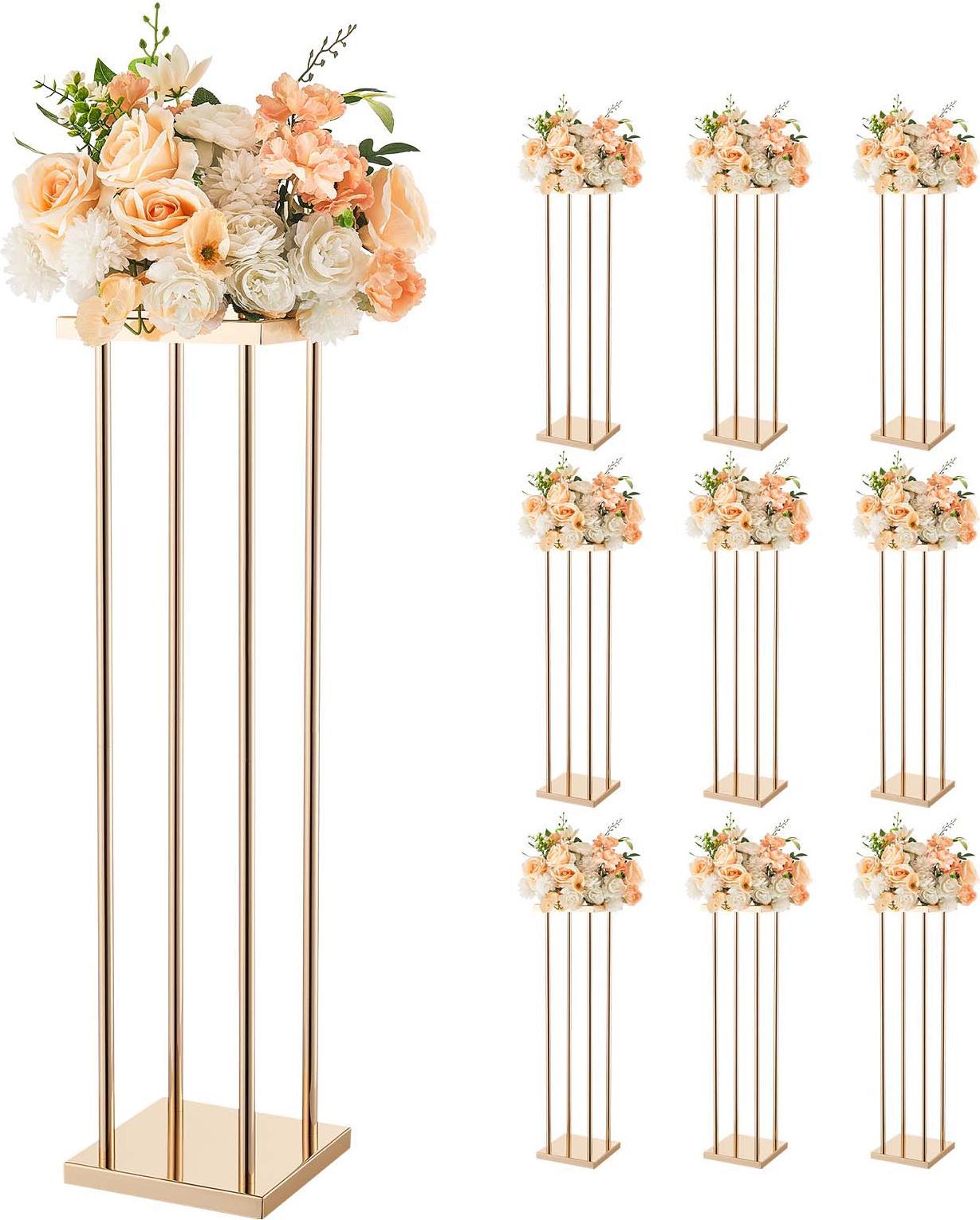 Vevor Portafiori Da Matrimonio 200X200X800 Mm, 10 Pz. Sgabello Per Fiori Con Vassoio In Metallo E Gambe Cilindriche, Sgabello Per Piante Per Matrimoni, Feste, Compleanni, Casa, Supporto Per Decorazioni Da Tavolo