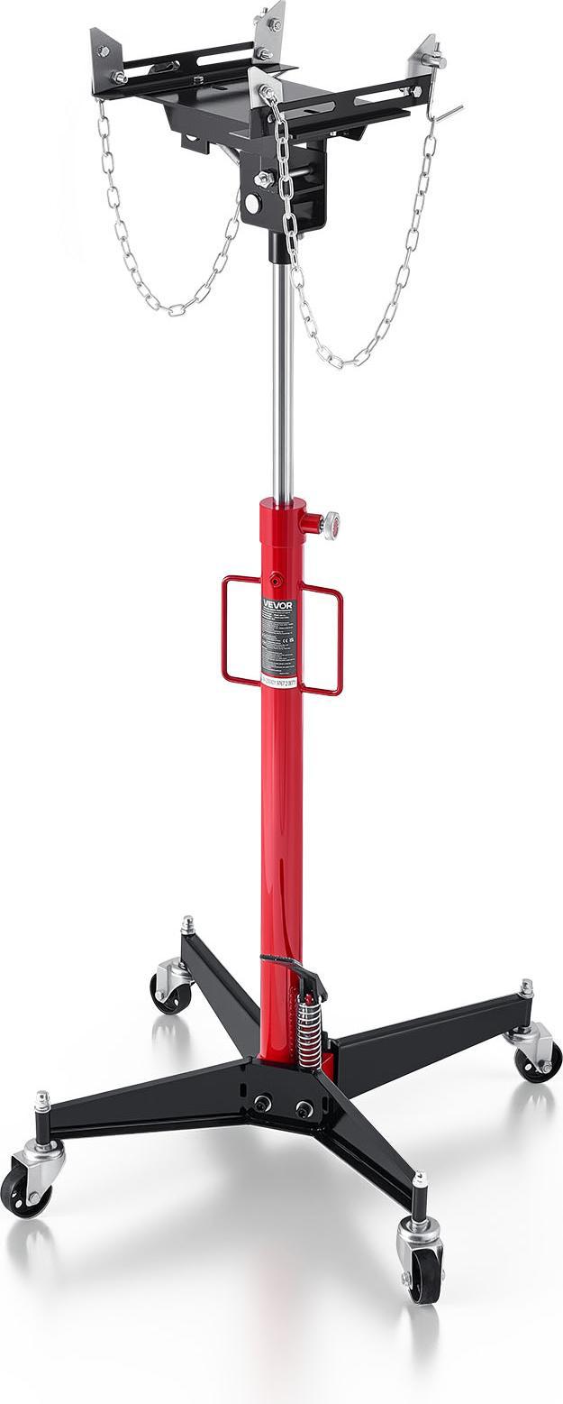 Cric Idraulico Vevor Con Capacità Di Sollevamento Di 500 Kg, Cric Telescopico Con Pedale, Ruota Girevole A 360°, Altezza Di Sollevamento 127-202 Cm, Paranco Per Garage / Officina Rosso + Nero