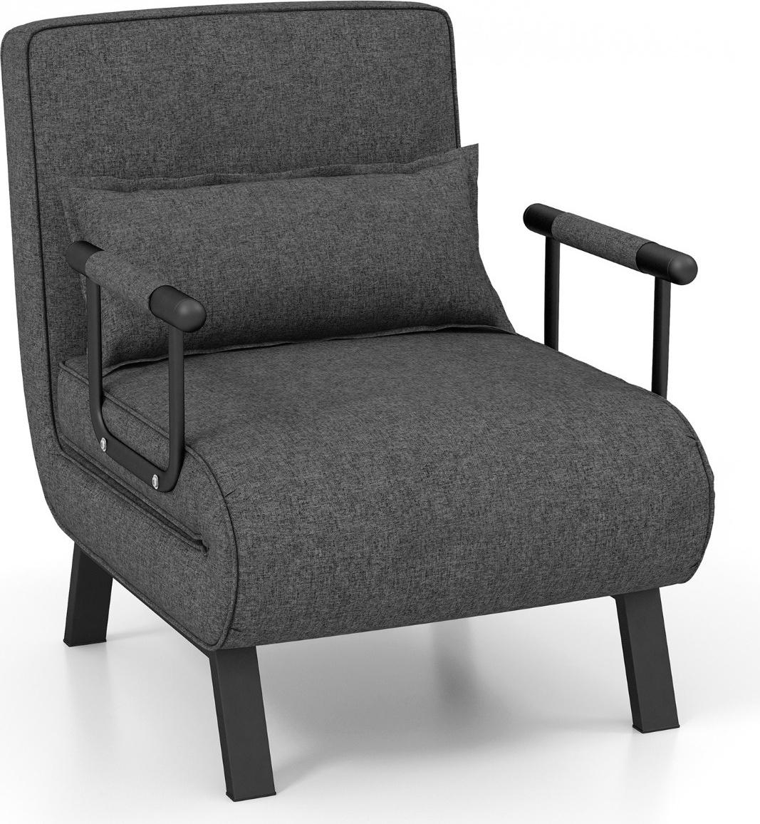 Costway Divano Letto Costway Divano Letto Regolabile Estraibile Divano Letto Con Schienale Grigio Scuro