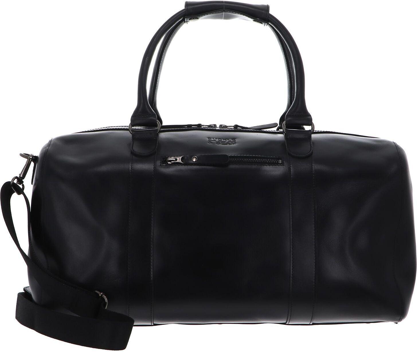 Buckle & Seam Pelle Borsa Da Viaggio Willow Blu Weekender Black Nero