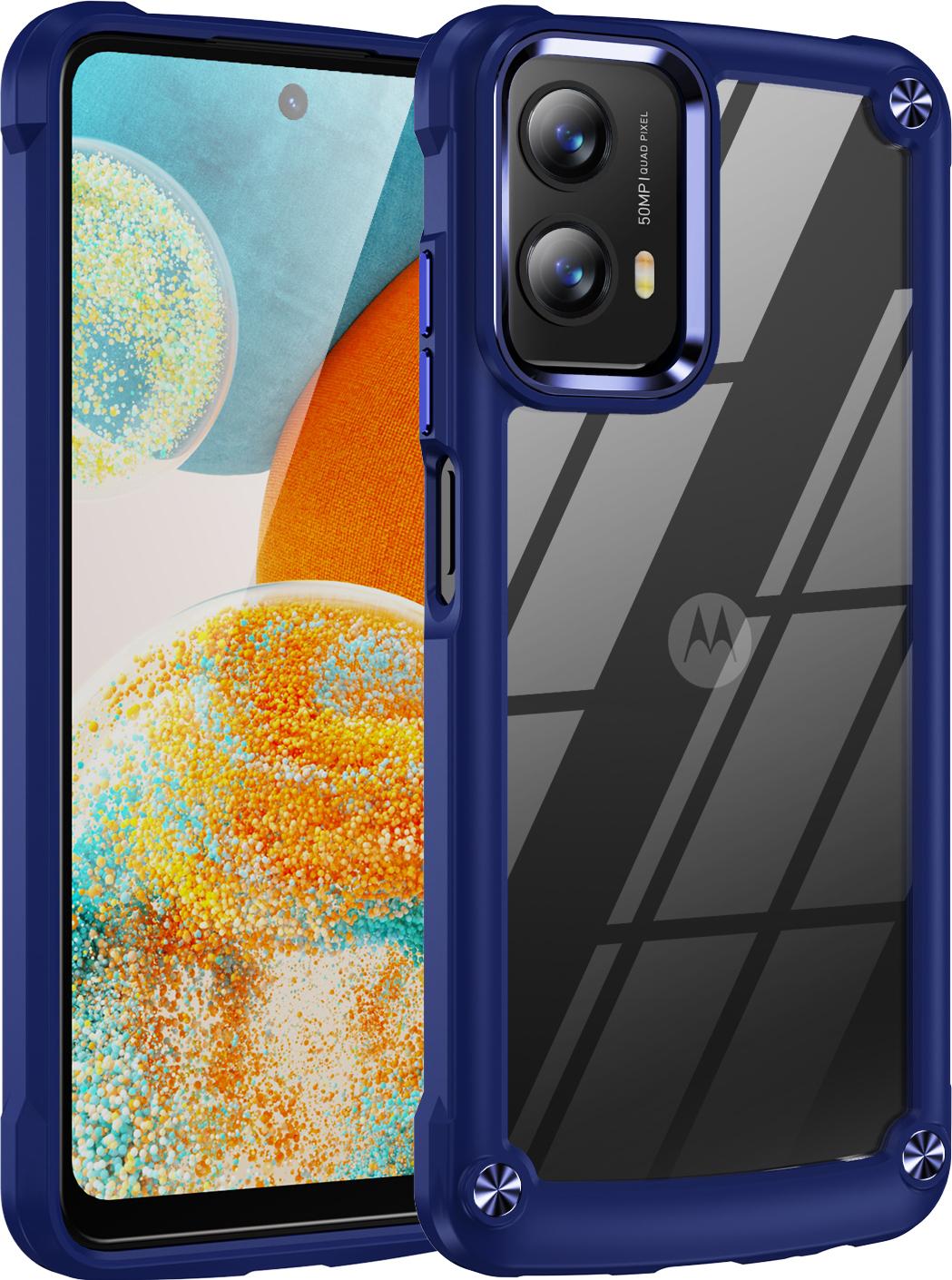 Custodia Per Motorola Moto G 5G 2024/Moto G Play 4G 2024, Paraurti Ibrido In Pc Tpu Trasparente E Custodia Antiurto Blu