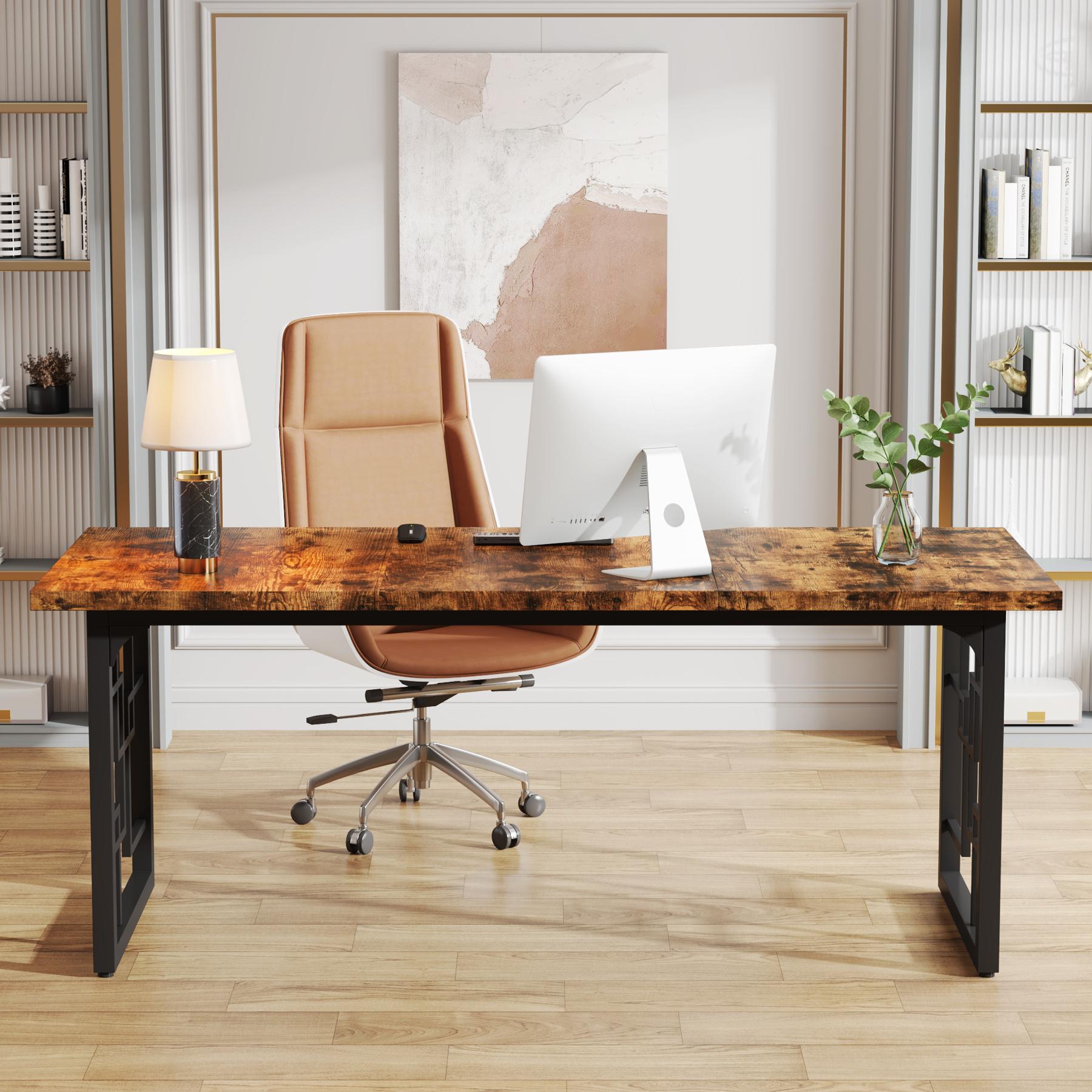 Scrivania Tribesigns, 160X80X75 Cm, Scrivania Per Computer, Scrivania Da Ufficio In Legno Con Gambe In Metallo Nero, Design Industriale, Marrone Rustico