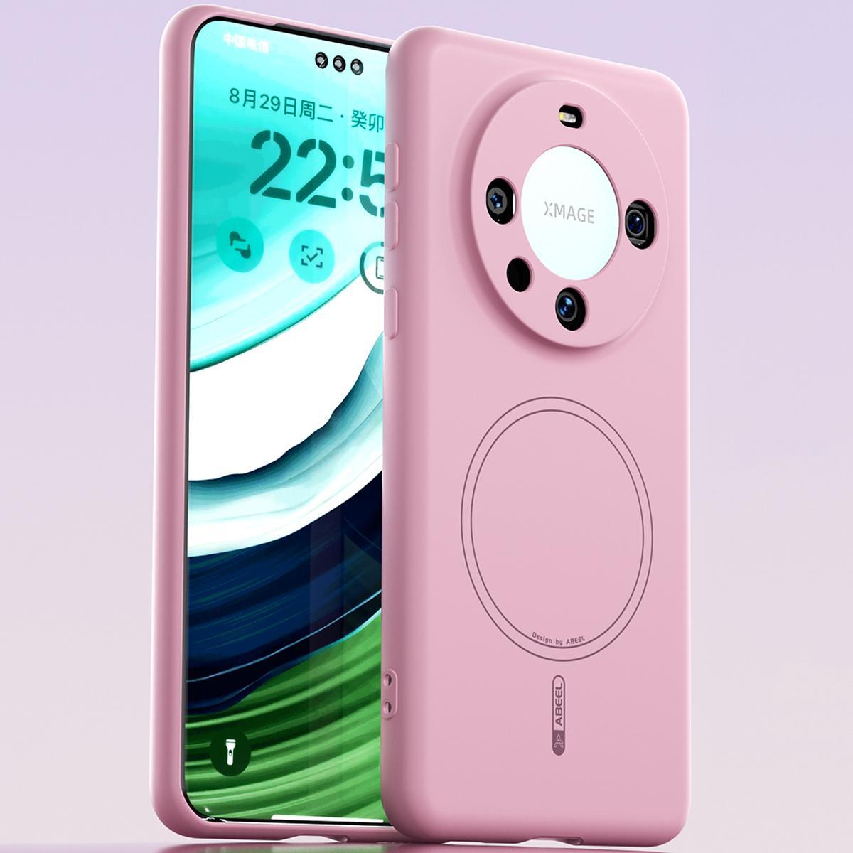 Custodia Magnetica Per Huawei Mate 60 Pro/Mate 60 Pro+, Compatibile Con Magsafe, Silicone Liquido, Antiurto E Antigraffio Rosa