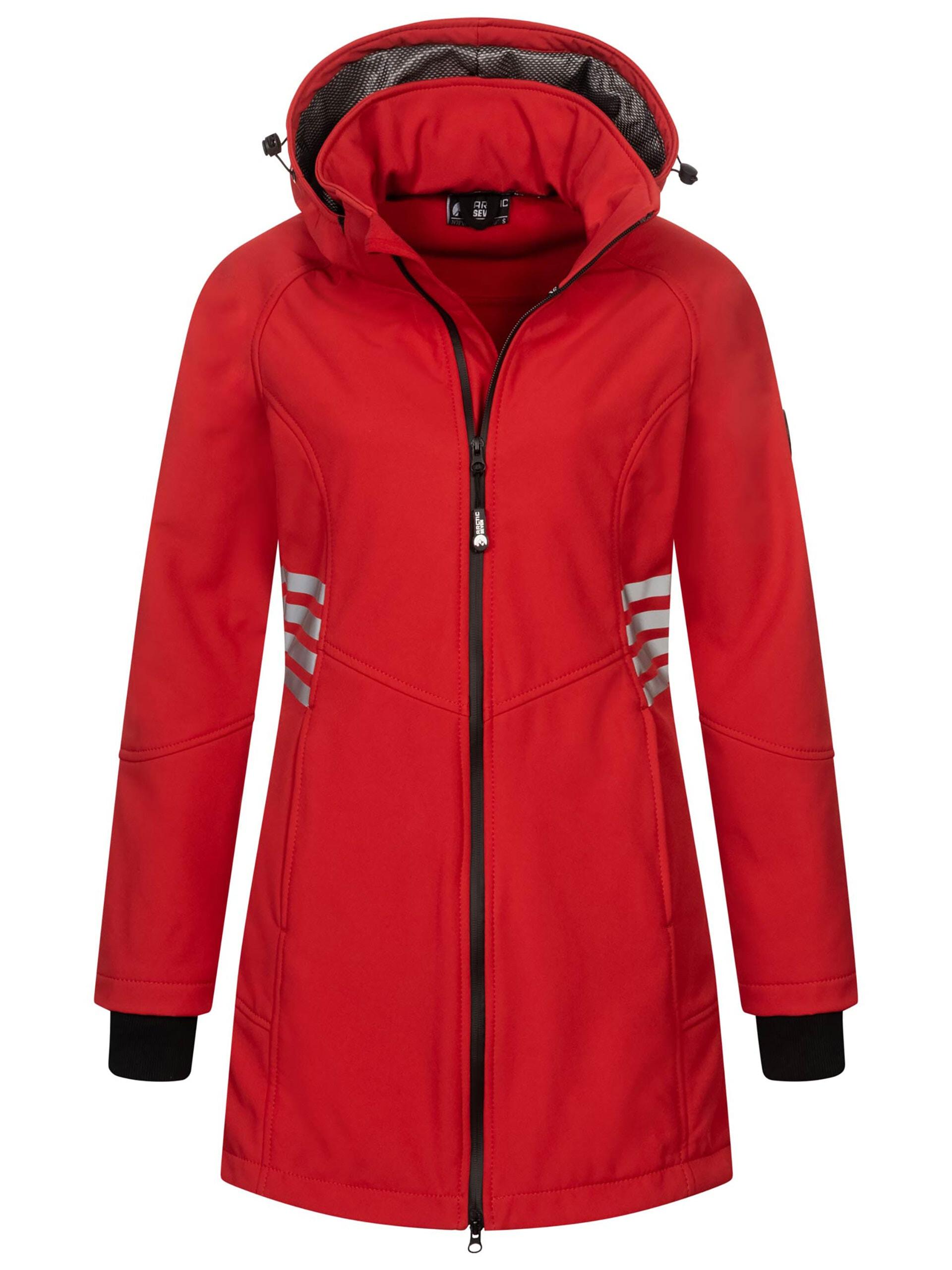 Softshelljacke Arctic Seven "Asgiuliana", Damen, Gr. Xs, Rot, Obermaterial: 96% Polyester, 4% Elasthan. Innenseite: 100% Polyester, BüNdchen, Jacken Softshelljacke, Mit Abnehmbarer Kapuze