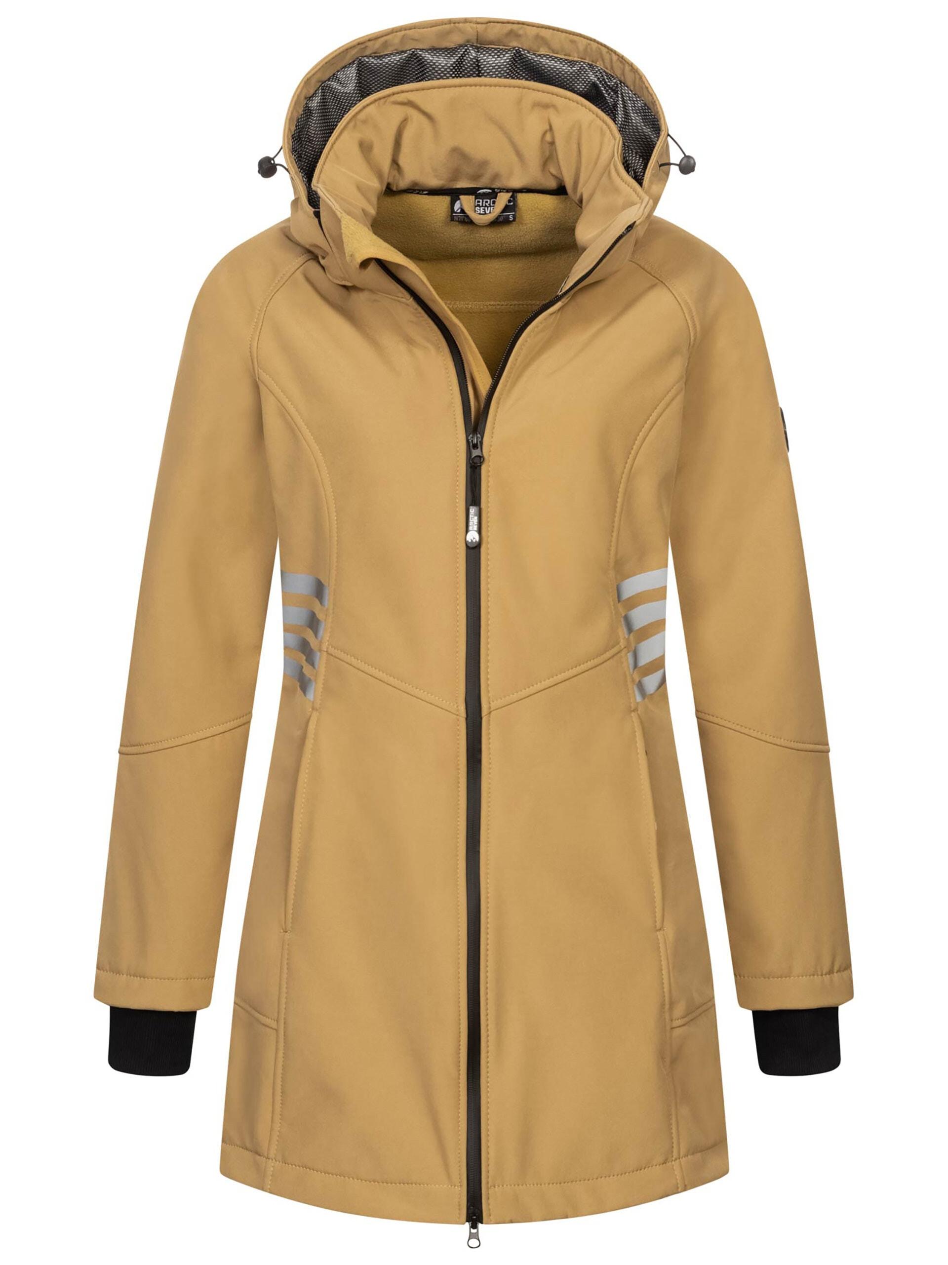 Softshelljacke Arctic Seven "Asgiuliana", Damen, Gr. Xs, Beige, Obermaterial: 96% Polyester, 4% Elasthan. Innenseite: 100% Polyester, BüNdchen, Jacken Softshelljacke, Mit Abnehmbarer Kapuze