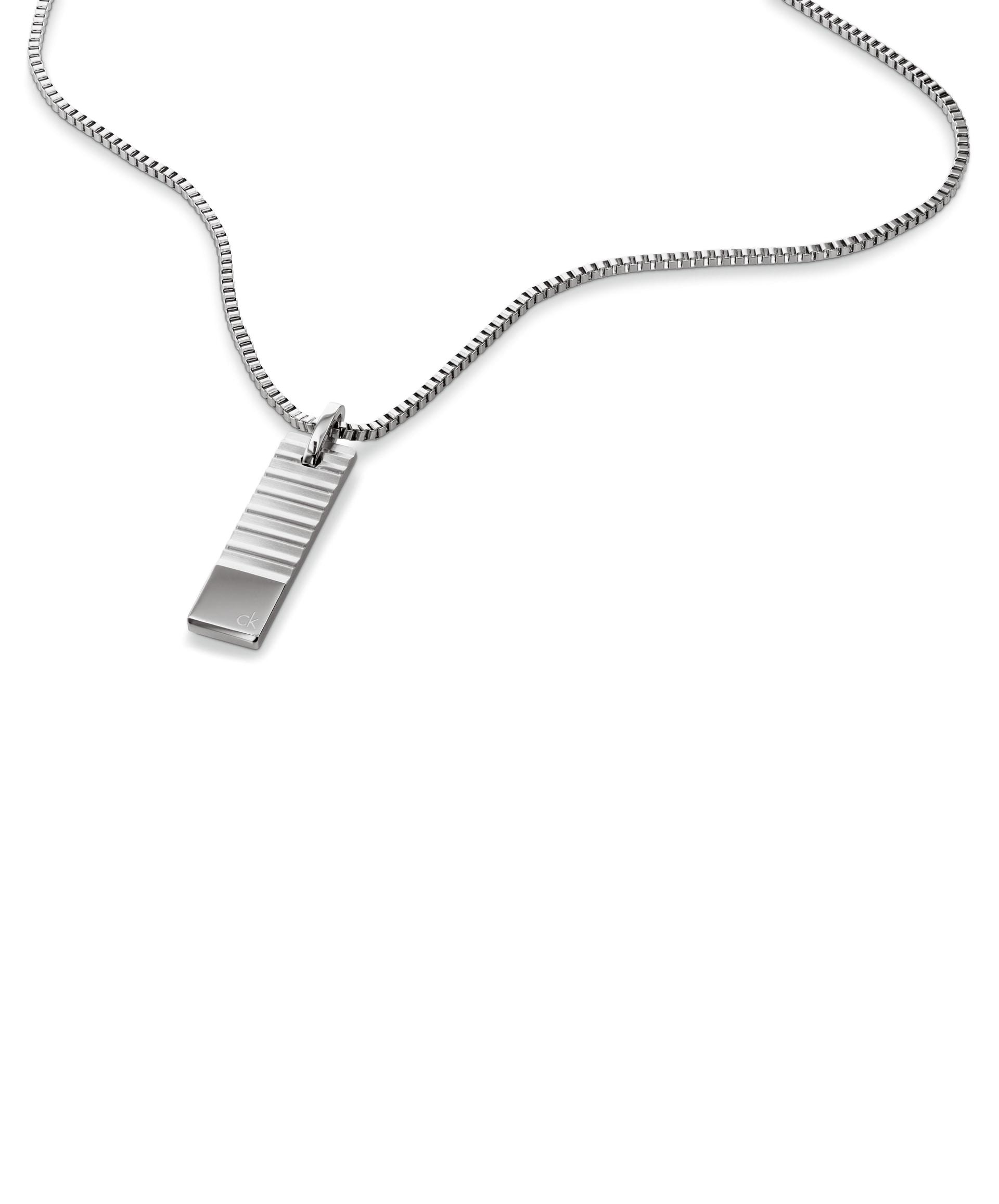 Kette Mit AnhäNger Calvin Klein "Ck Parallel", Edelstahlfarben, Halsketten, Herren, Edelstahl, L: 63,5 B: 1Mm, B:1Mm