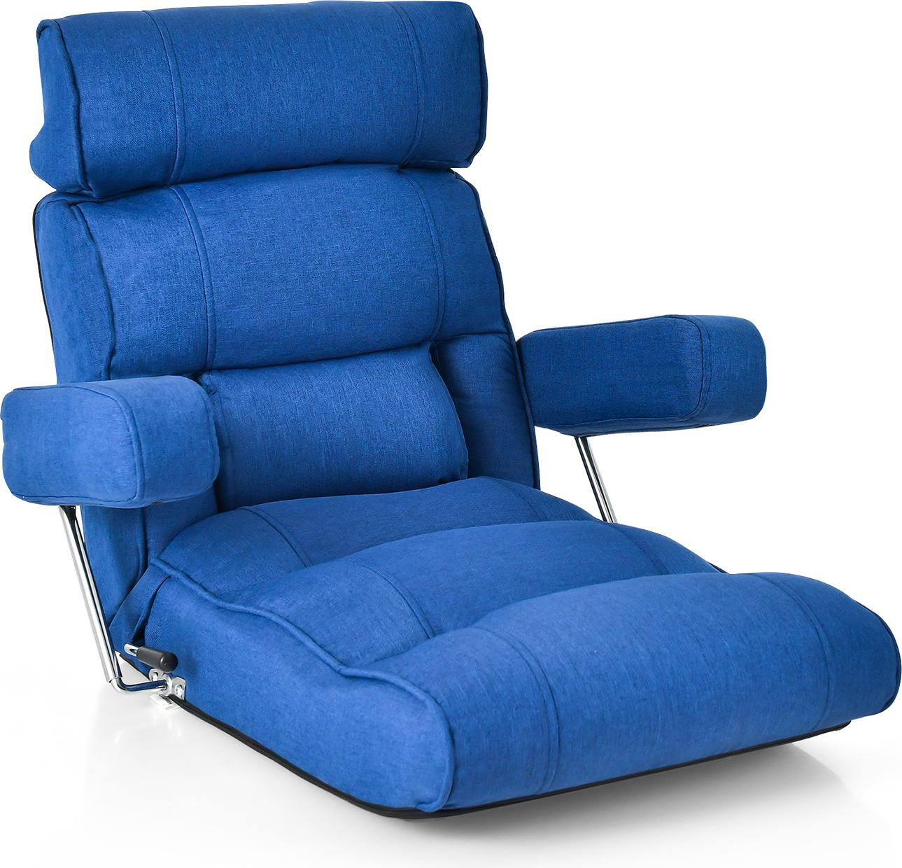 Costway Sedia Da Terra Pieghevole, Poltrona Lounge Con Schienale Regolabile In Continuo, Poggiatesta Regolabile A 6 Livelli, Seduta Allungata Blu
