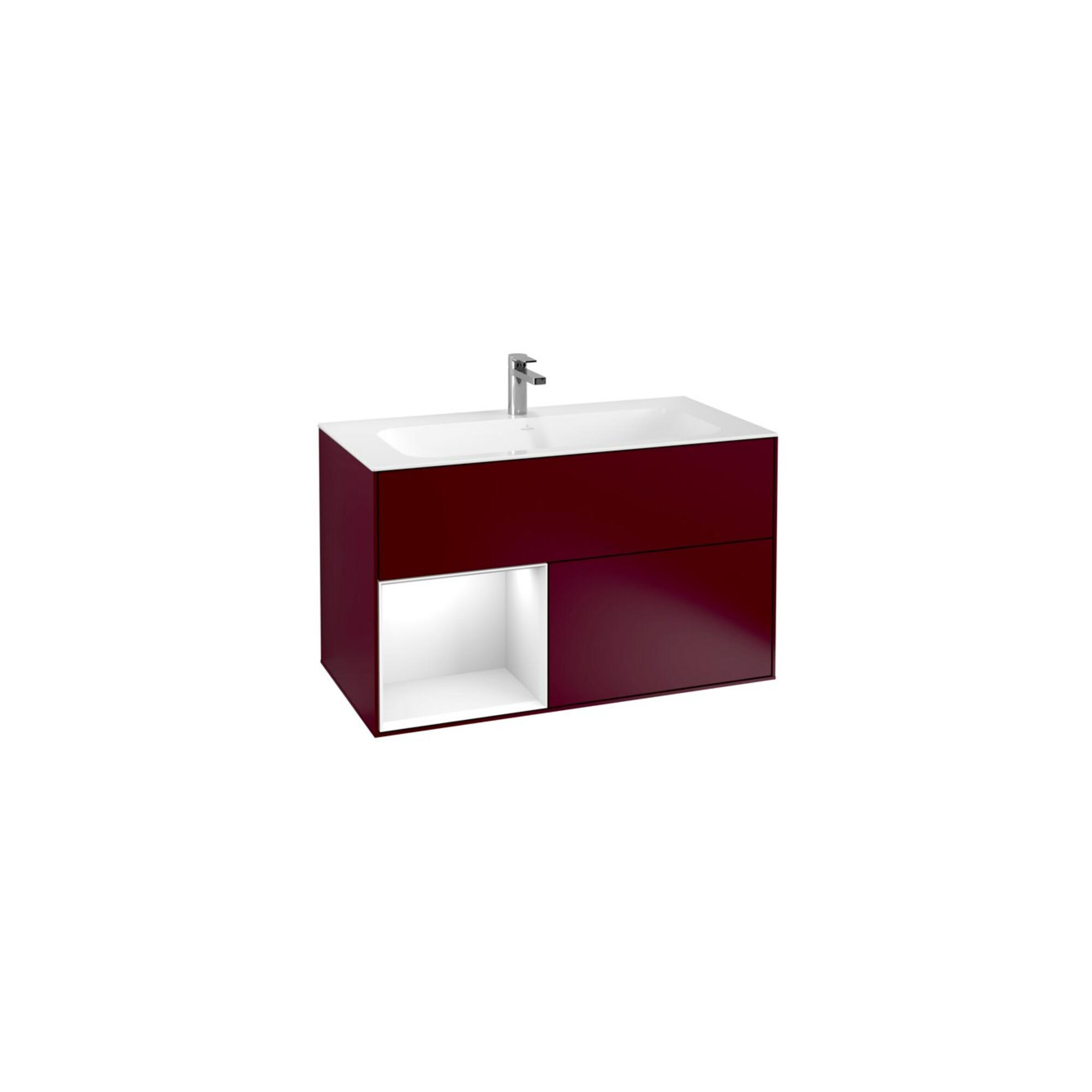 V&B Waschtischunterschrank Finion Reg Li Glossy White Lacquer, Peony Matt ; Villeroy & Boch (F030GFHB)