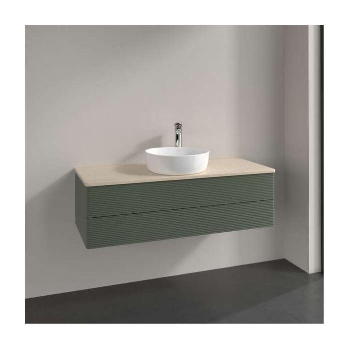 Villeroy Und Boch Antao Waschtisch-Unterschrank K21113HL 120X36X50Cm, Waschbeckenplattenfarbe Botticino, Leaf Green Matt Lacquer