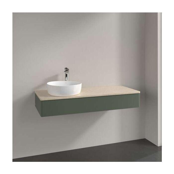 Villeroy Und Boch Antao Waschtisch-Unterschrank K11053HL 120X19X50Cm, Hahnloch, Waschbeckenplattenfarbe Botticino, Leaf Green Matt Lacquer