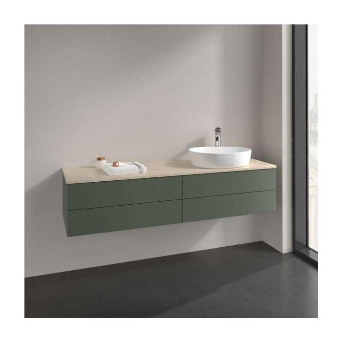Villeroy Und Boch Antao Waschtisch-Unterschrank L27053HL Mit Beleuchtung, 4 AuszüGe, 1600 X 360 X 500 Mm, Front Ohne Struktur, Leaf Green Matt Lacquer / Botticino
