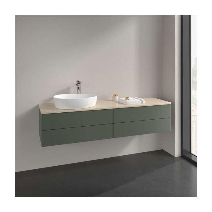 Villeroy Und Boch Antao Waschtisch-Unterschrank K26053HL 160X36X50Cm, Hahnlochbohrung, Waschbeckenplattenfarbe Botticino, Leaf Green Matt Lacquer