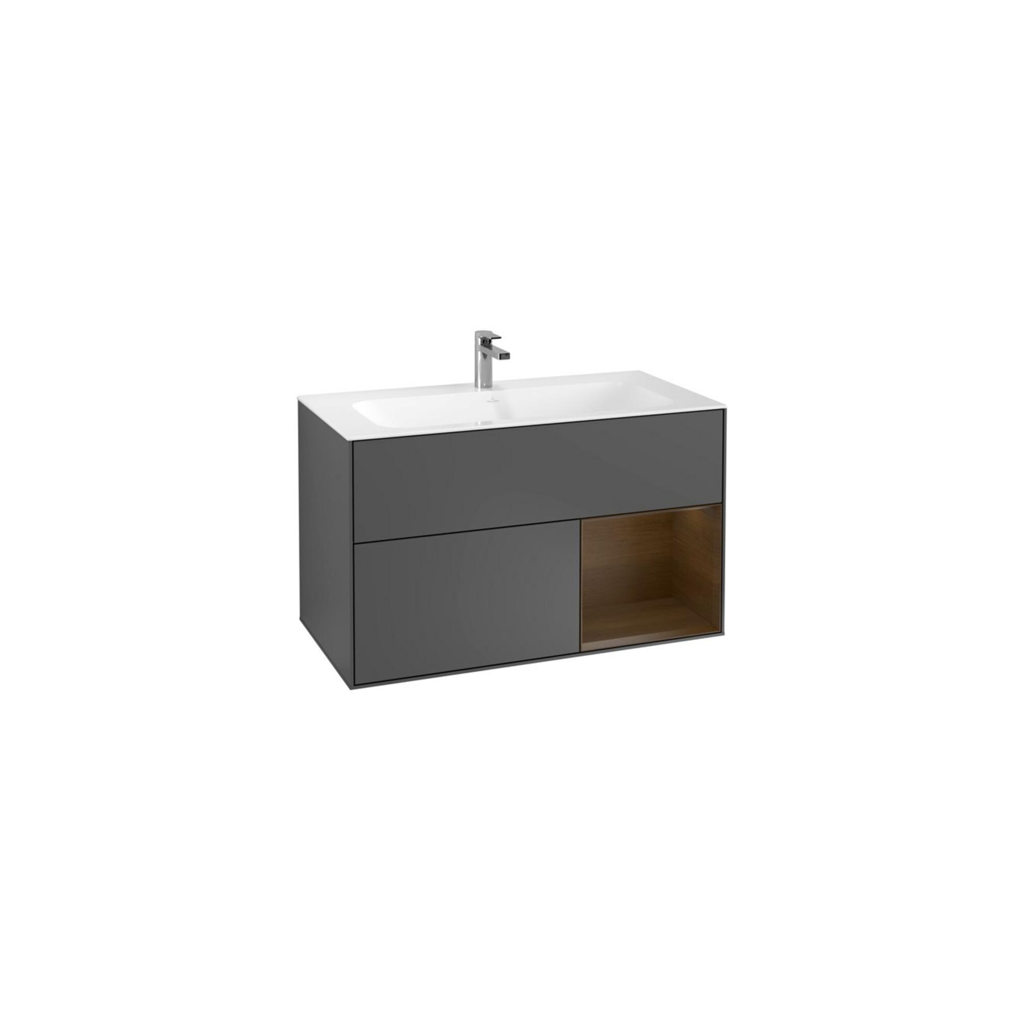 V&B Waschtischunterschrank Finion Reg Re Walnut Veneer, Anthracite Matt ; Villeroy & Boch (F040GNGK)