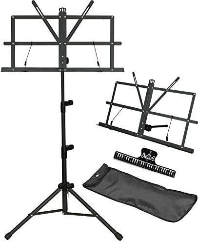 Gleam Music Stands - 2 In 1 Dual -Use Table Book Foldable Holder Carrying Bag