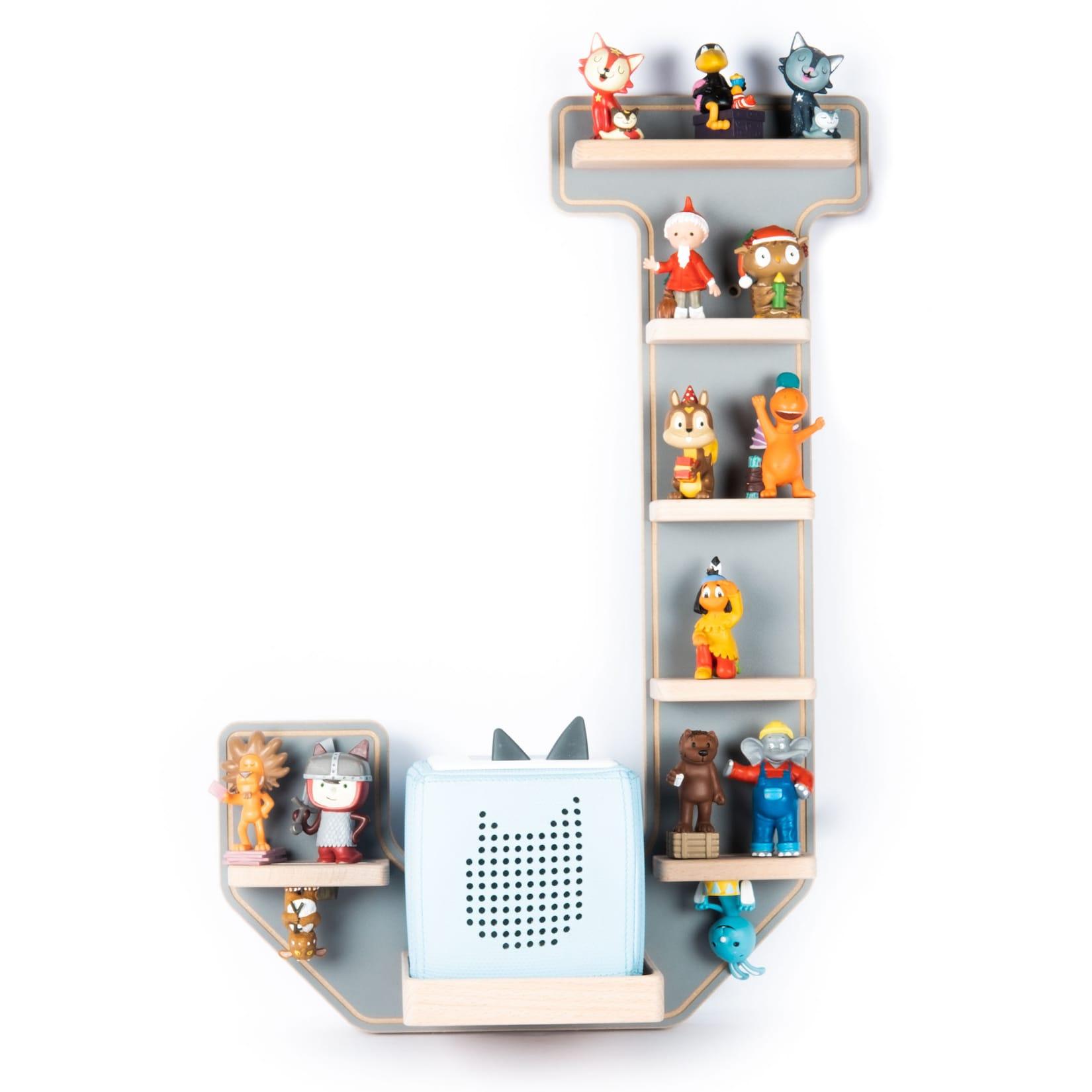 Boarti Kinderregal Buchstabe J HäNgend FüR Toniebox Und Tonie Figuren Platzsparendes Regal H. 54 X B. 37 X T. 19 Wandregal Musikbox Und Figuren Aufbewahrung MagneteinsäTzen Aufbewahrungsregal Holz