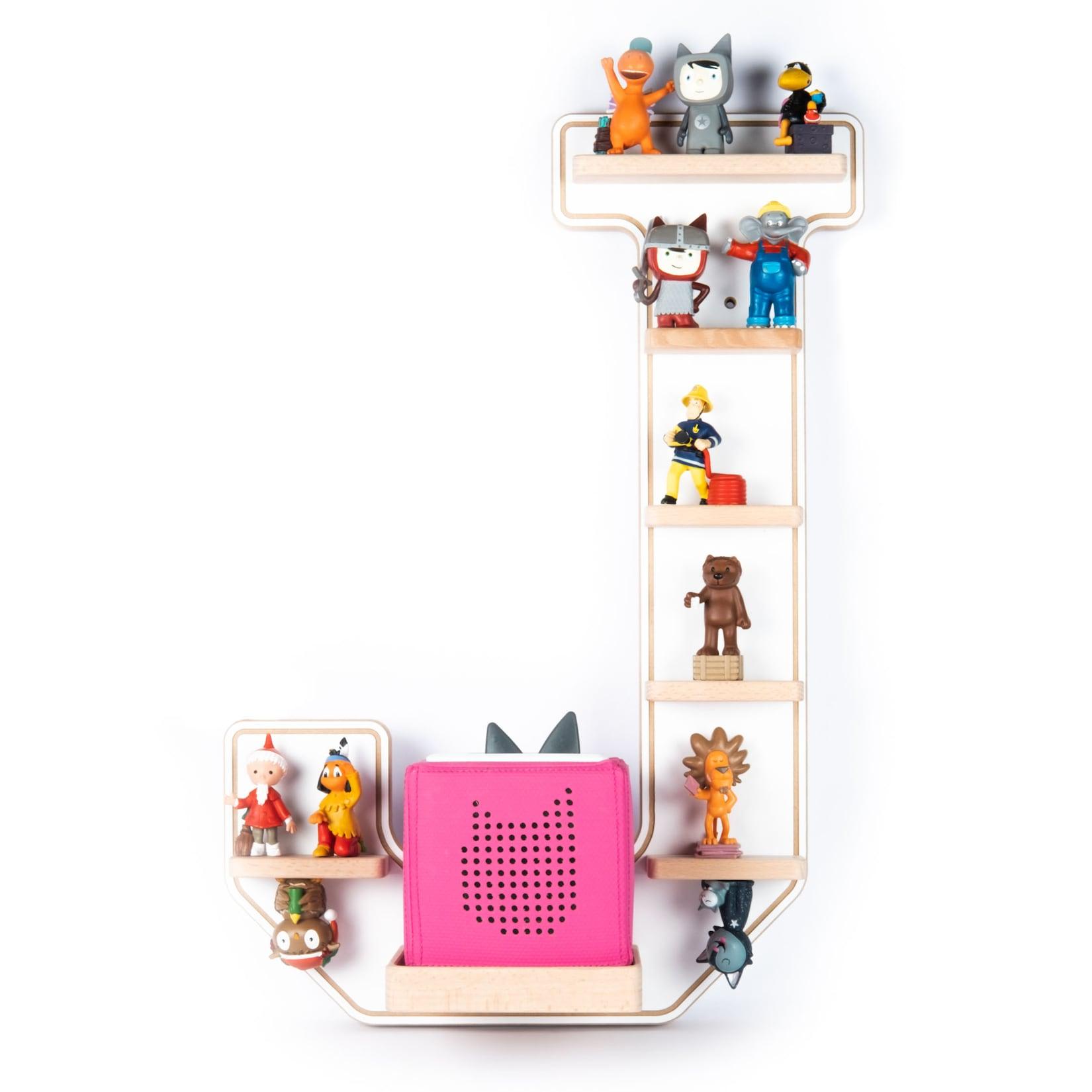 Boarti Kinderregal Buchstabe J HäNgend FüR Toniebox Und Tonie Figuren Platzsparendes Regal H. 54 X B. 37 X T. 19 Wandregal Musikbox Und Figuren Aufbewahrung MagneteinsäTzen Aufbewahrungsregal Holz