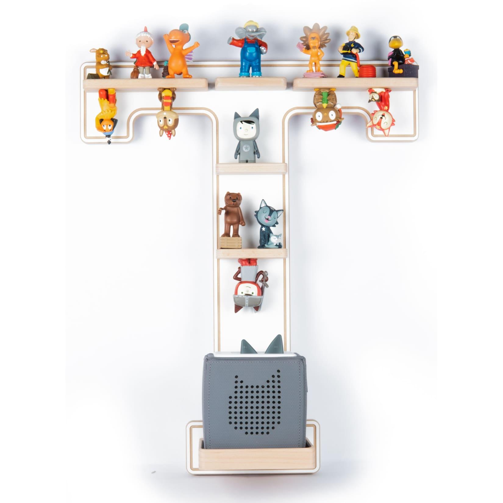Boarti Kinderregal Buchstabe T HäNgend FüR Toniebox Und Tonie Figuren Platzsparendes Regal H. 54 X B. 45 X T. 19 Wandregal Musikbox Und Figuren Aufbewahrung MagneteinsäTzen Aufbewahrungsregal Holz