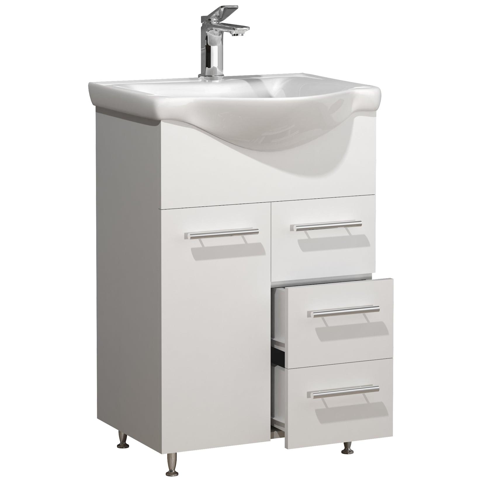 Vcm 2-Tlg. Waschplatz Waschtisch Unterschrank 55 Cm BadmöBel Set Mit Waschbecken Praktische Schubladen Lisalo L